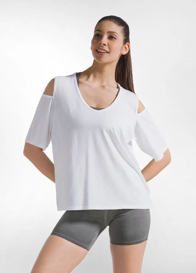 deha-t-shirt-d42172-jersey-con-dettagli-in-rete-bianca-cut-out-sport-leisure-don image 1