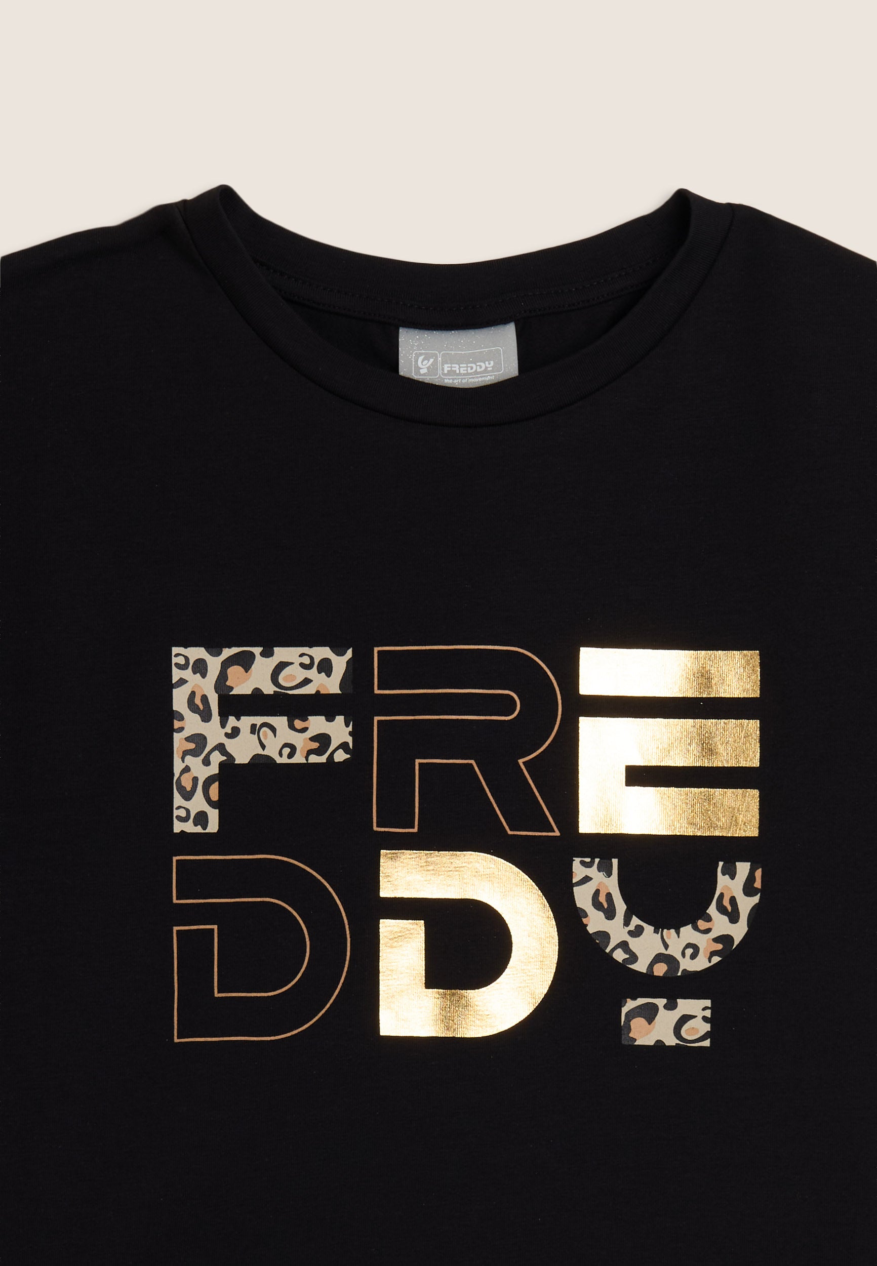 freddy-t-shirt-junior-maniche-ad-aletta-con-logo-animalier-e-oro image 3