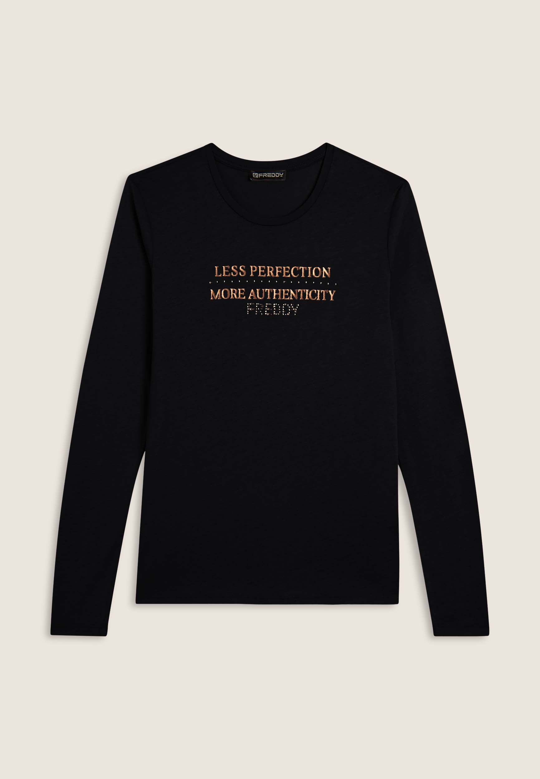 freddy-t-shirt-donna-manica-lunga-jersey-modal-grafica-metallizzata image 5