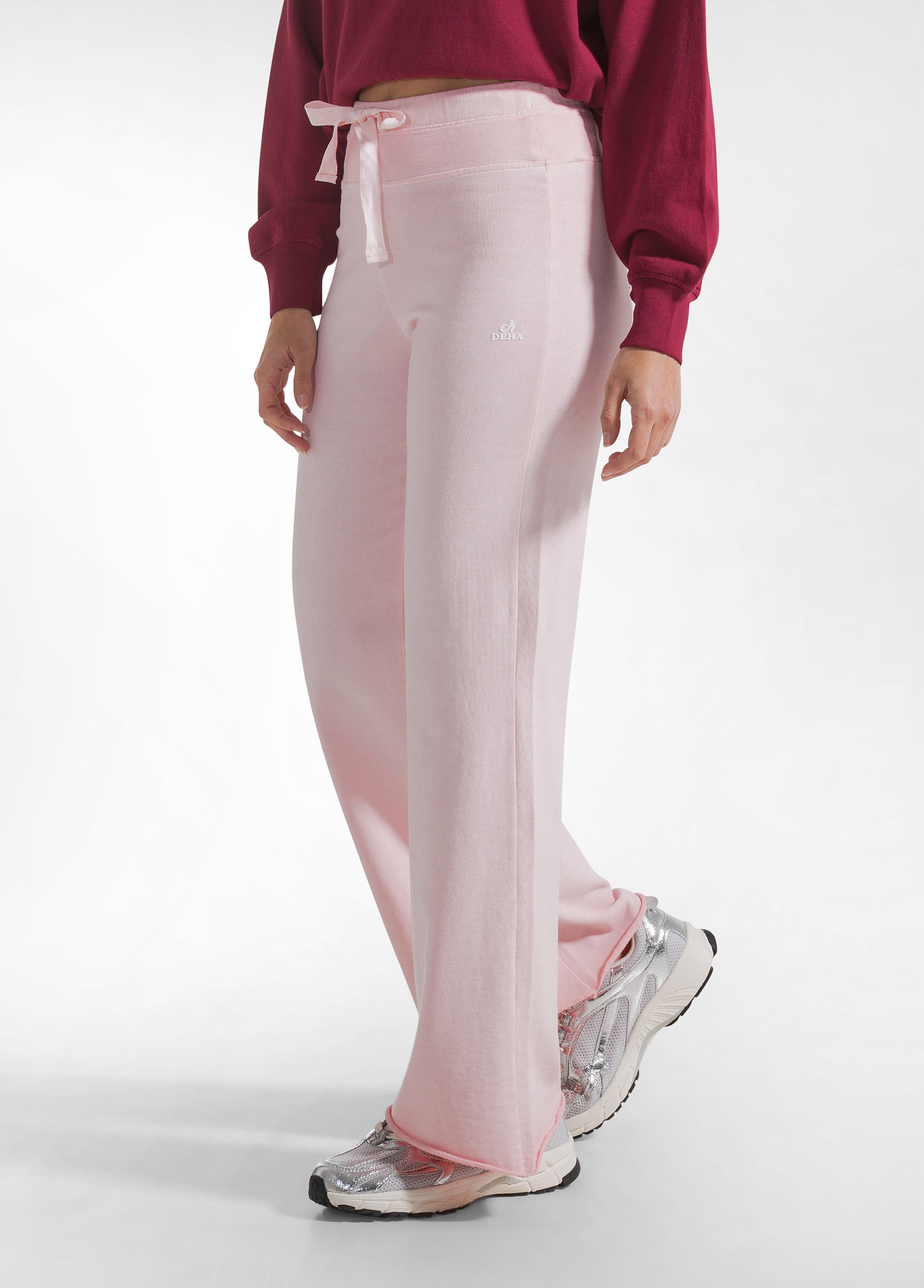 deha-pantaloni-flare-effetto-sfumato-rosa-in-felpa-cotone-organico image 2