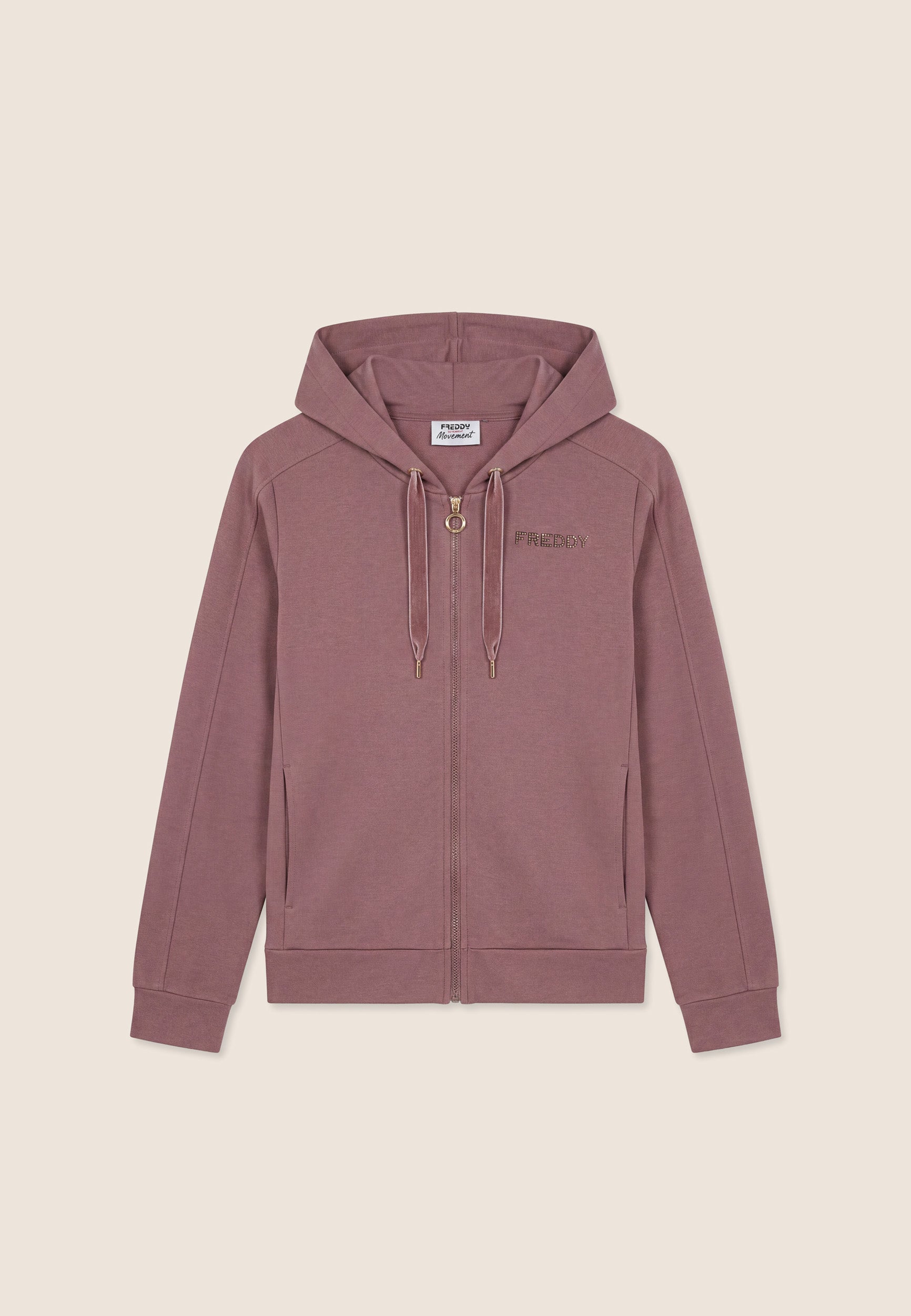 freddy-felpa-donna-regular-con-cappuccio-e-zip-fondo-asimmetrico image 1