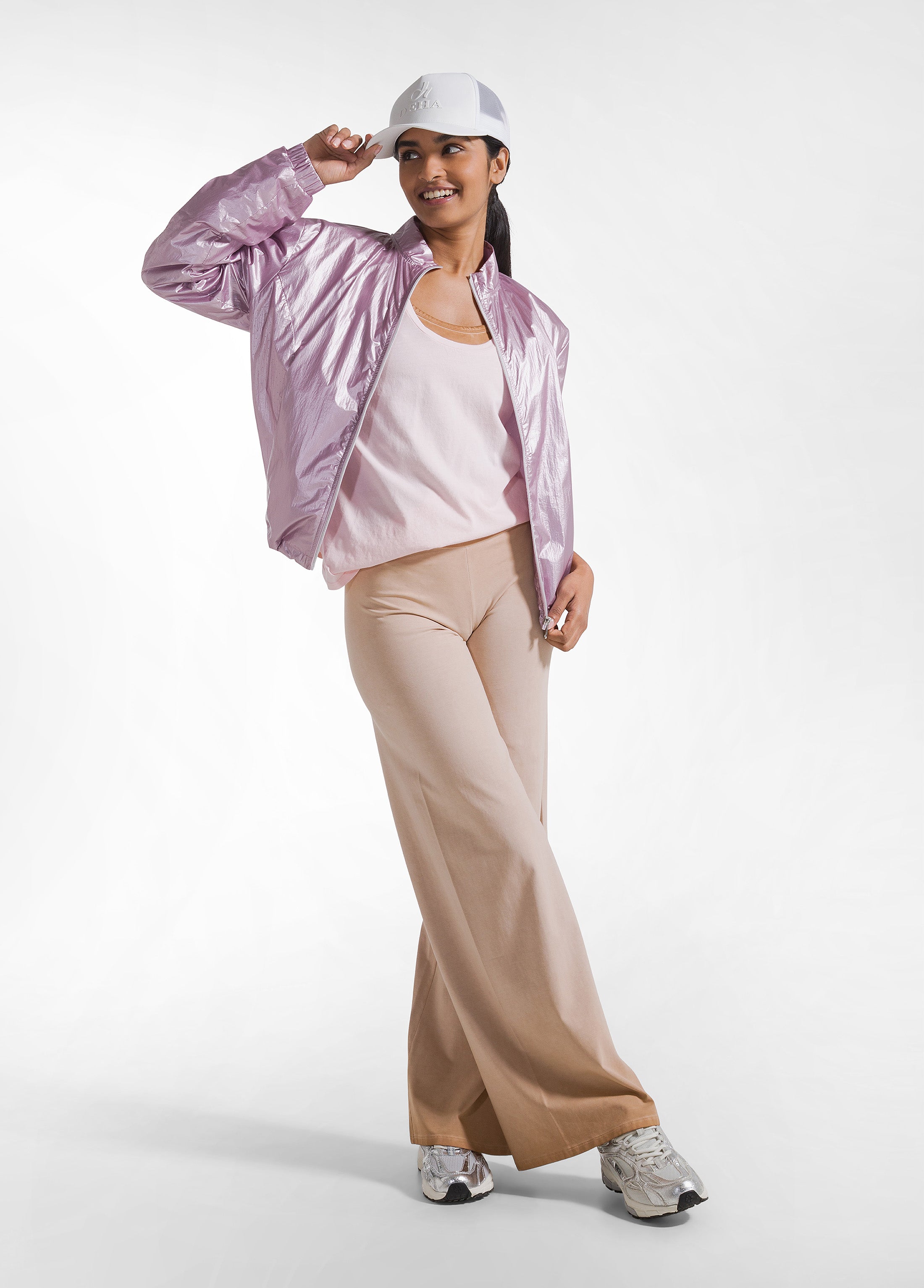deha-bomber-collo-alto-nylon-metallico-rosa-d42431 image 4