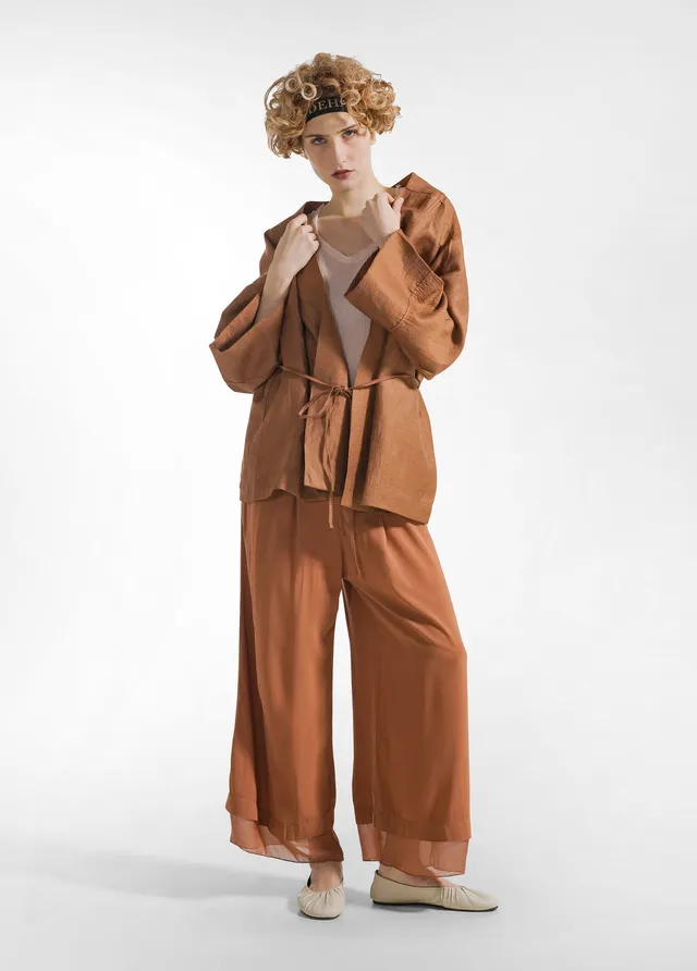 deha-pantalone-fluido-in-mussola-di-viscosa-marrone image 1