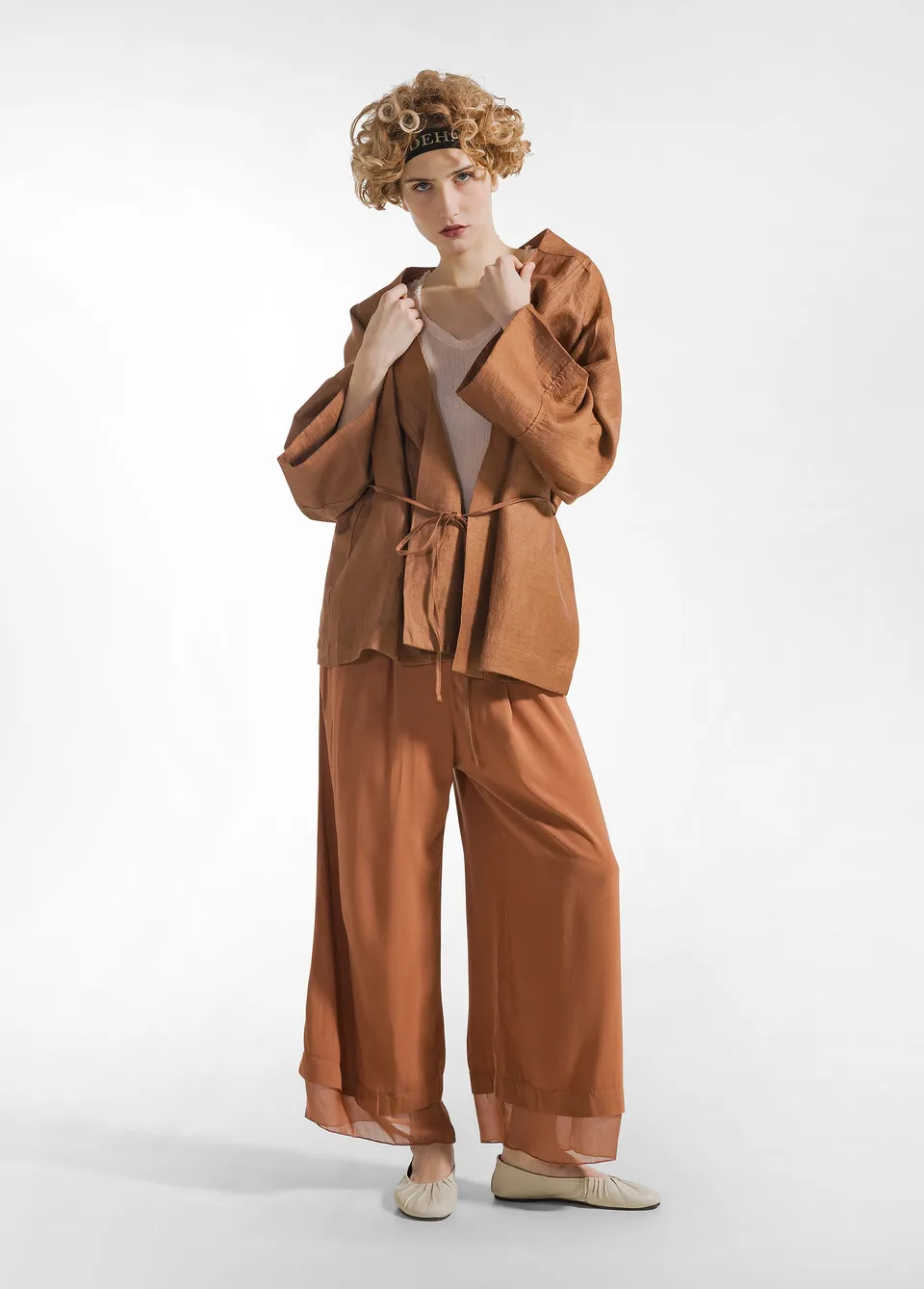 deha-pantalone-fluido-in-mussola-di-viscosa-marrone image 1