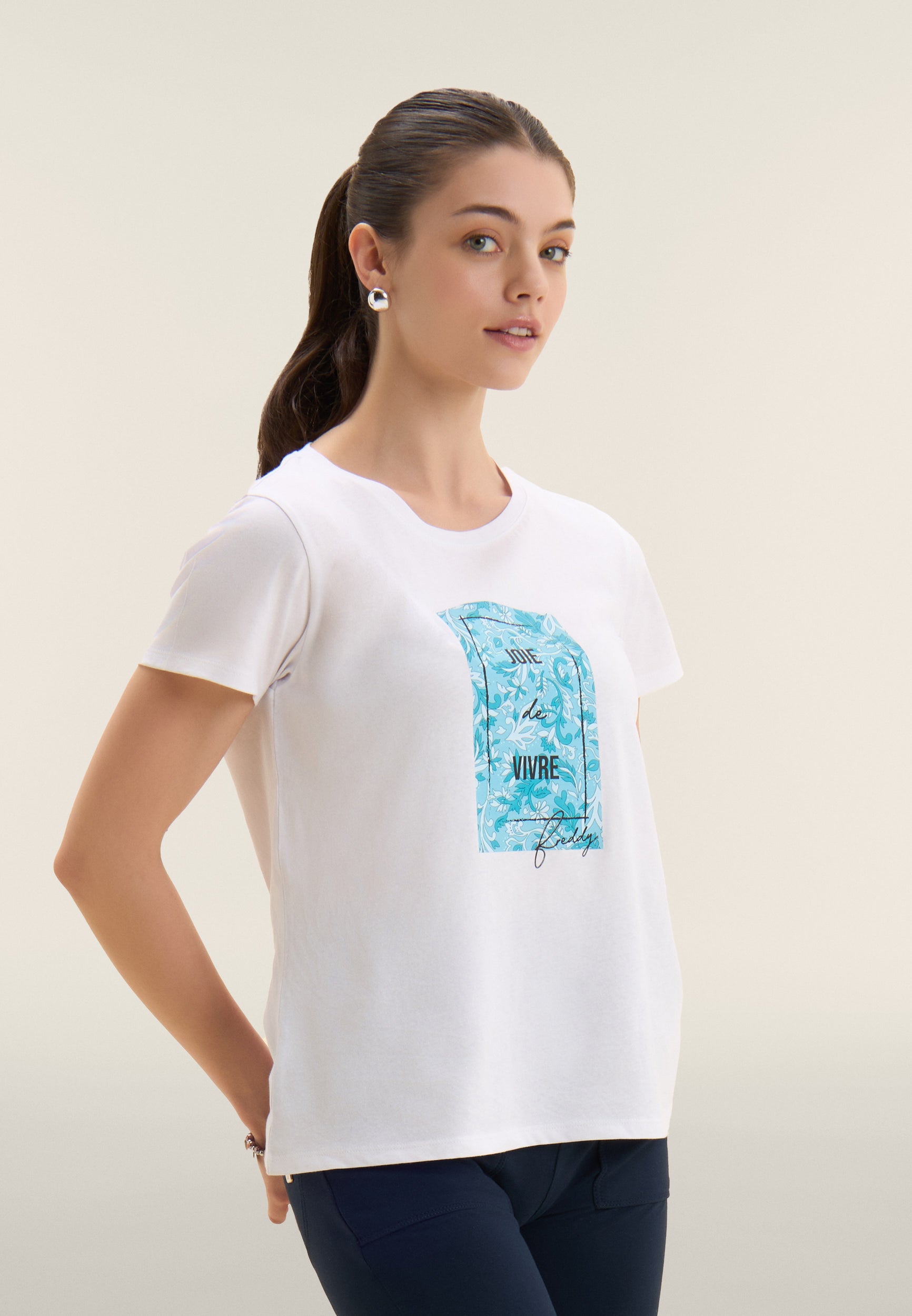 freddy-t-shirt-con-stampa-floreale-manica-corta-jersey-cotone-supima image 1
