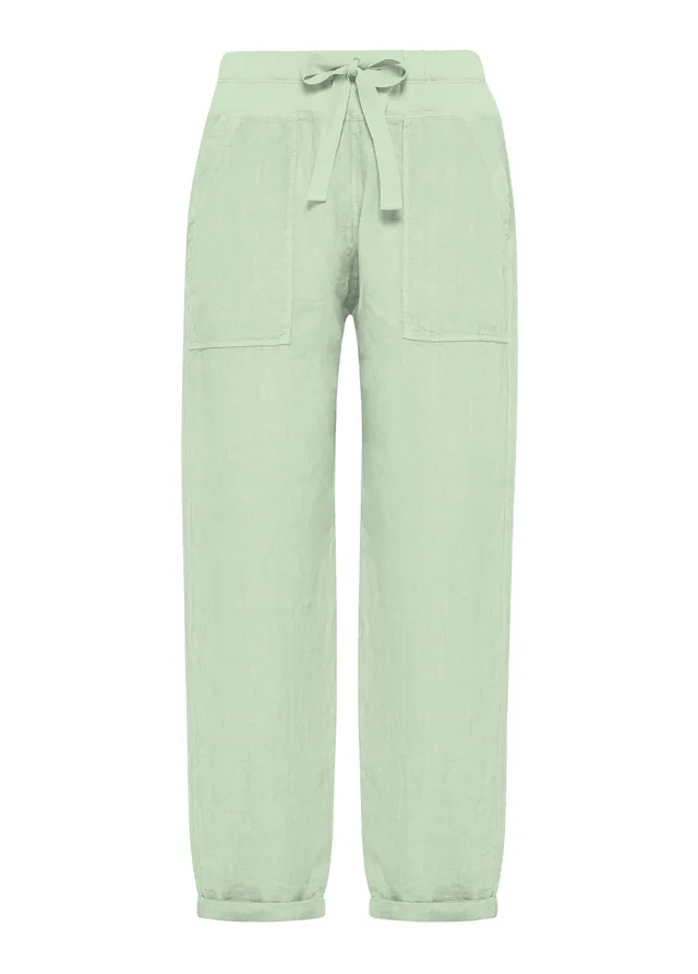 deha-pantaloni-in-lino-verde-100-lino image 1