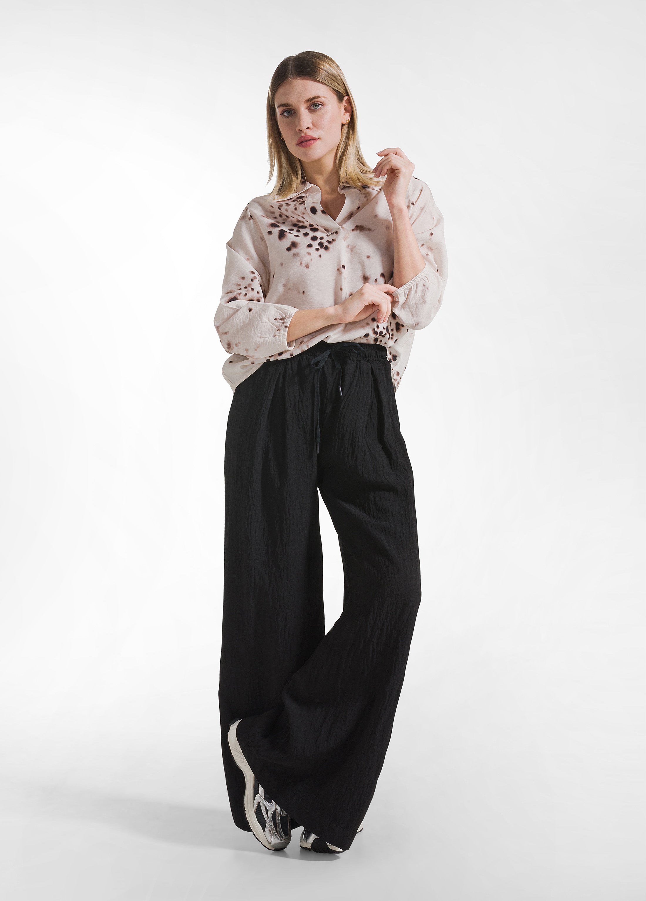 deha-camicia-in-viscosa-stampata-crinkle-beige-donna image 4