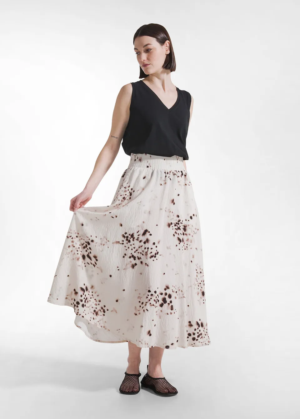 deha-gonna-in-viscosa-effetto-stropicciato-beige image 1