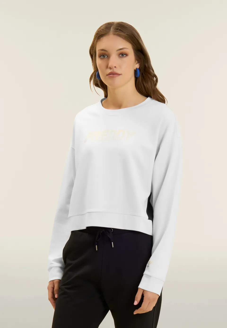 freddy-felpa-girocollo-in-heavy-jersey-stretch-con-inserti-a-contrasto-e-logo-pe image 1