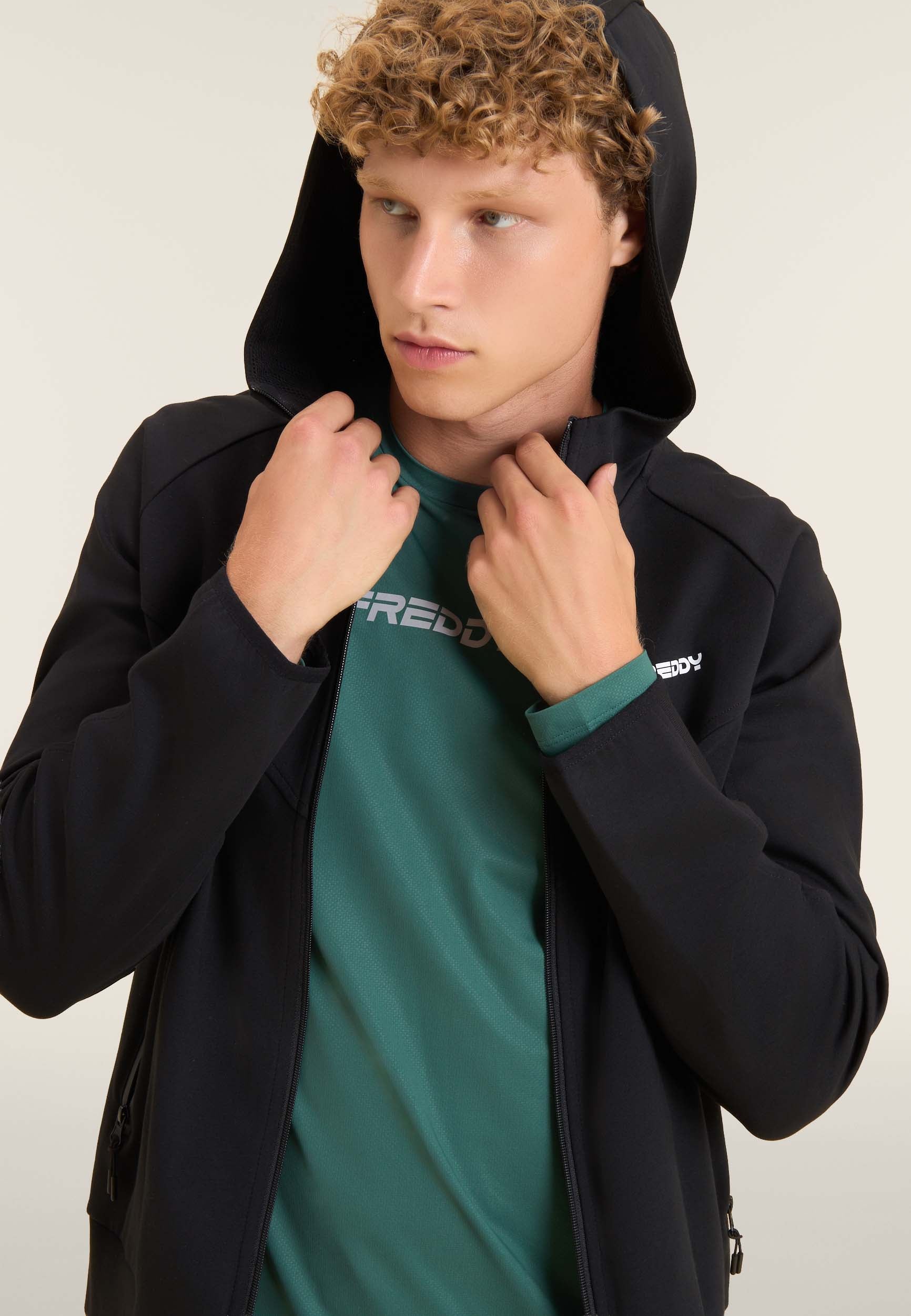 freddy-felpa-uomo-full-zip-cappuccio-mesh-interlock image 4