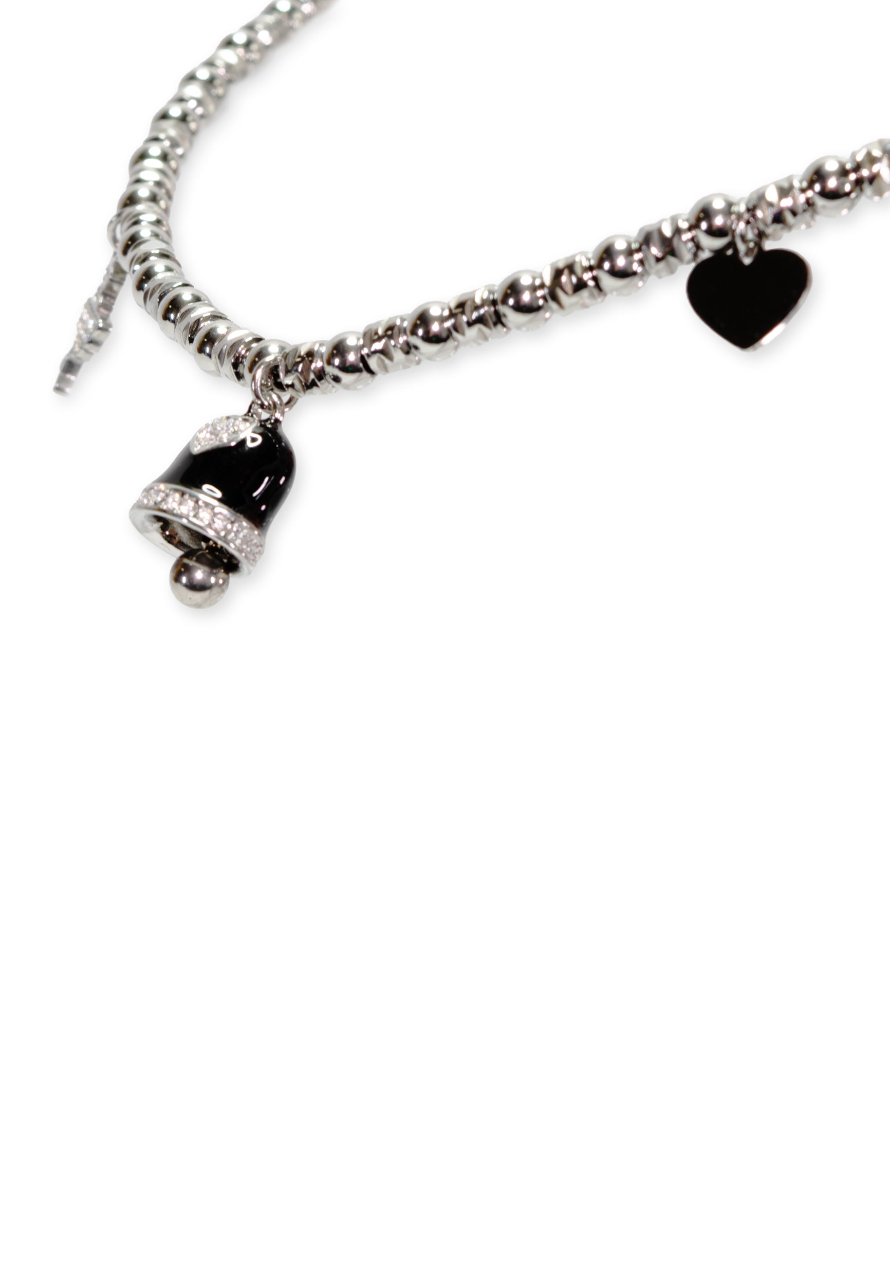 freddy-collana-acciaio-silver-316l-a-sfere-con-charms-nero-e-strass image 2