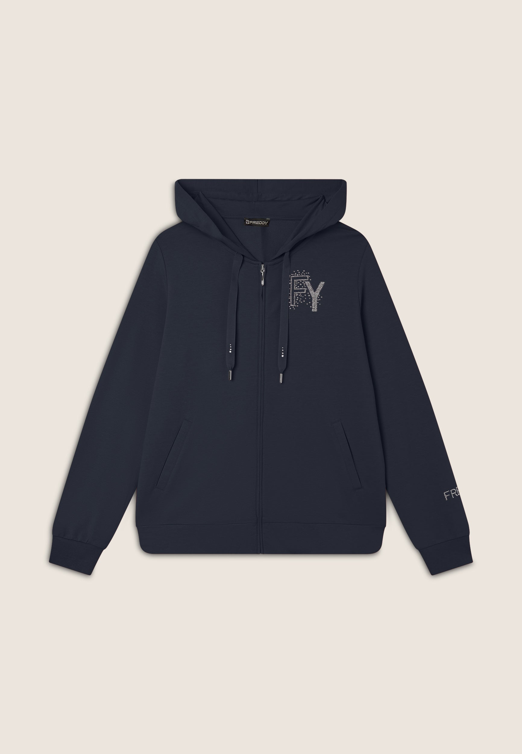 freddy-felpa-donna-con-cappuccio-e-zip-logo-fy-in-strass image 8