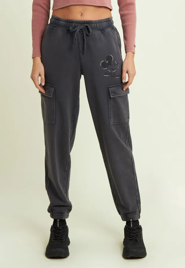 freddy-pantaloni-cargo-donna-in-french-terry-con-grafica-disney-mickey-mouse image 1
