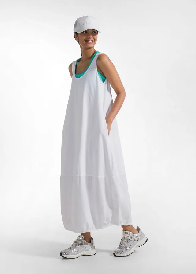 deha-abito-maxi-in-popeline-effetto-parachute-bianco image 1