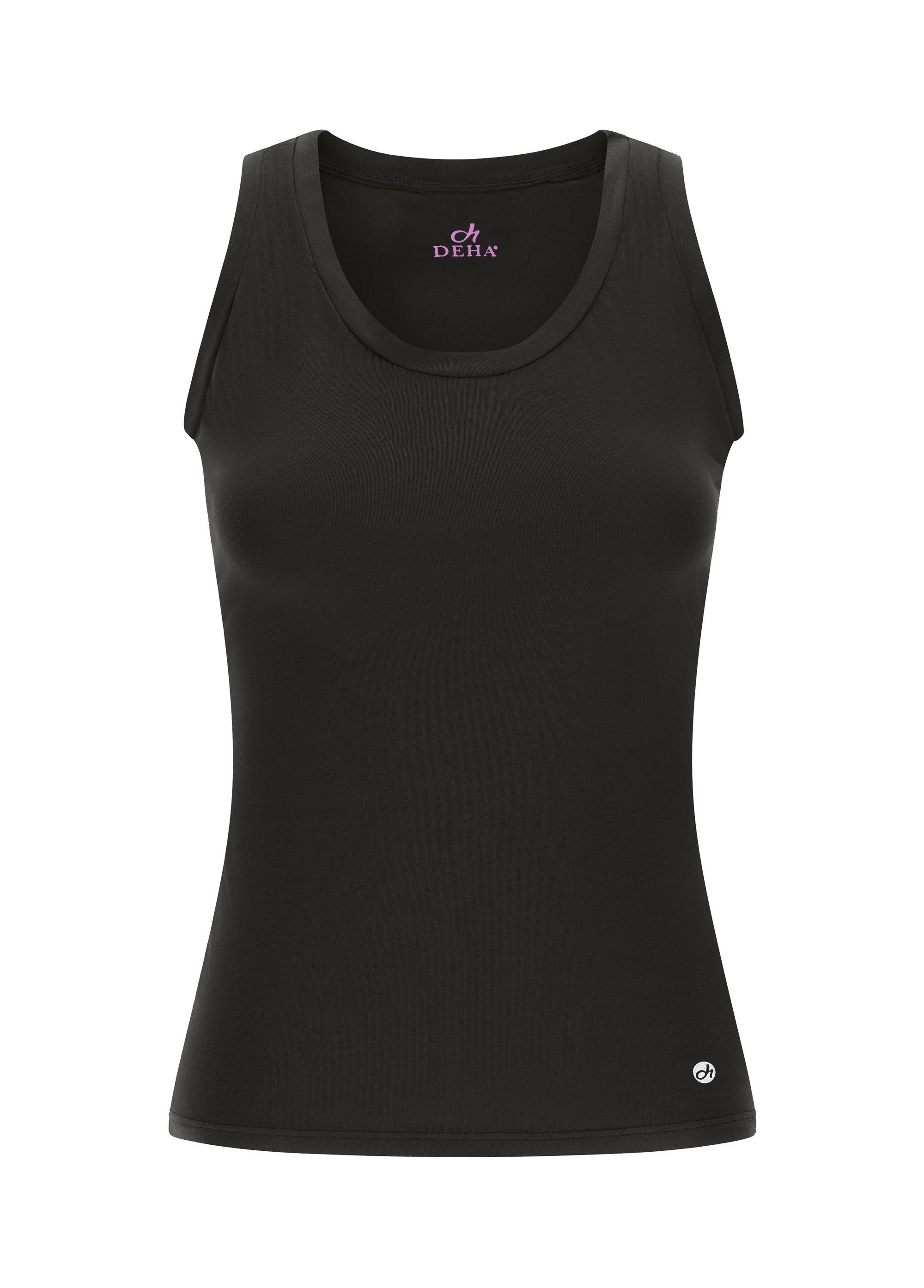 deha-canotta-d42021-stretch-tinta-unita-spalline-larghe-nera image 1