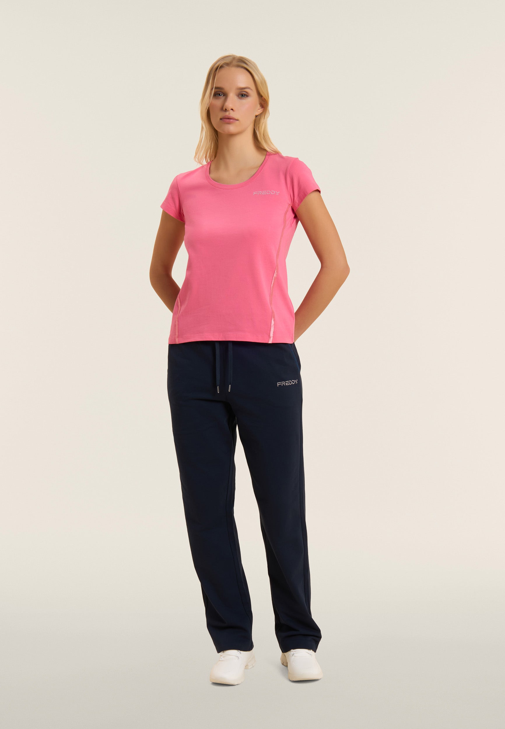 freddy-t-shirt-donna-manica-corta-logo-perline-con-inserti-elastici image 5
