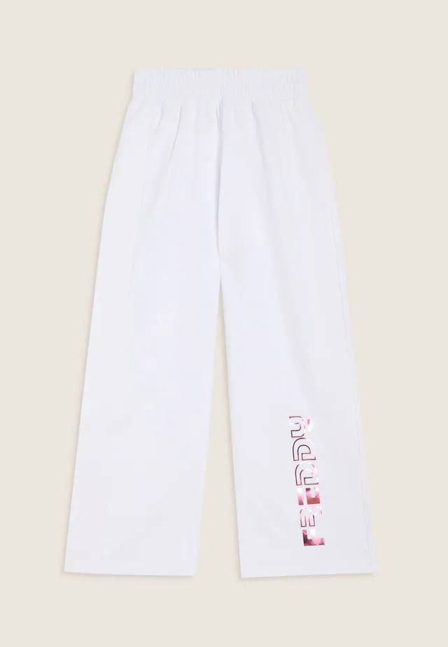 freddy-pantaloni-bambina-wide-leg-cotone-elasticizzato-logo-verticale image 1