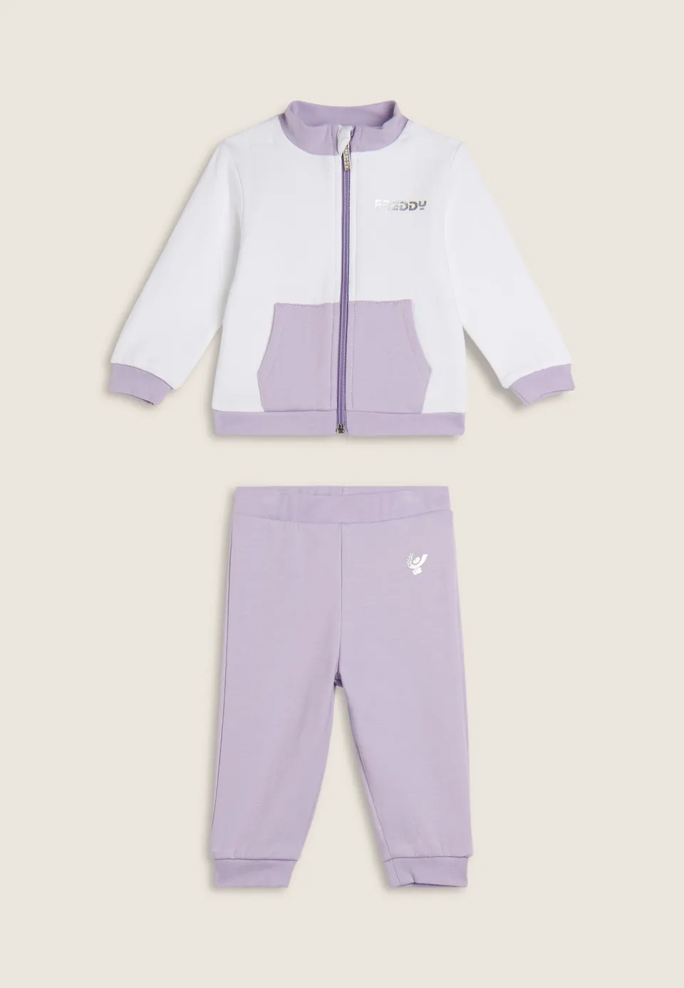freddy-tuta-baby-in-cotone-elasticizzato-full-zip-con-logo-argento image 1