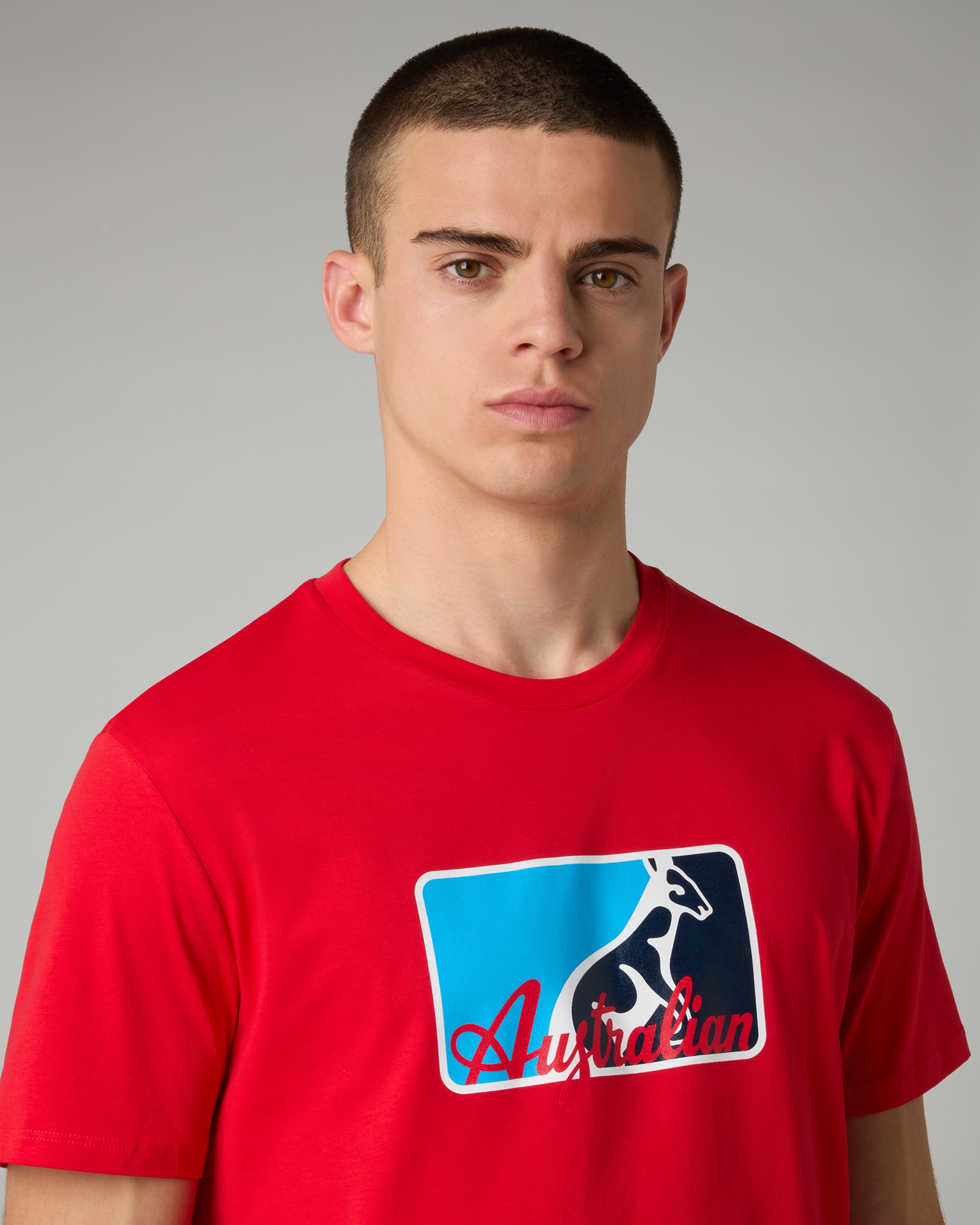 australian-league-cotton-t-shirt-maglietta-cotone-rosso-vivo image 4