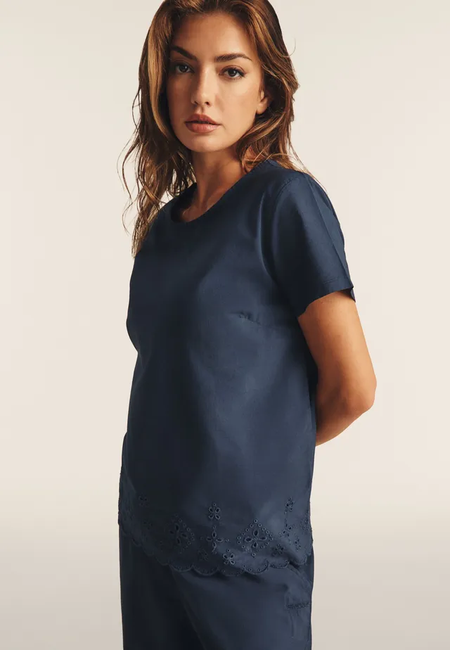 freddy-t-shirt-regular-in-cotone-con-ricami-sangallo image 1