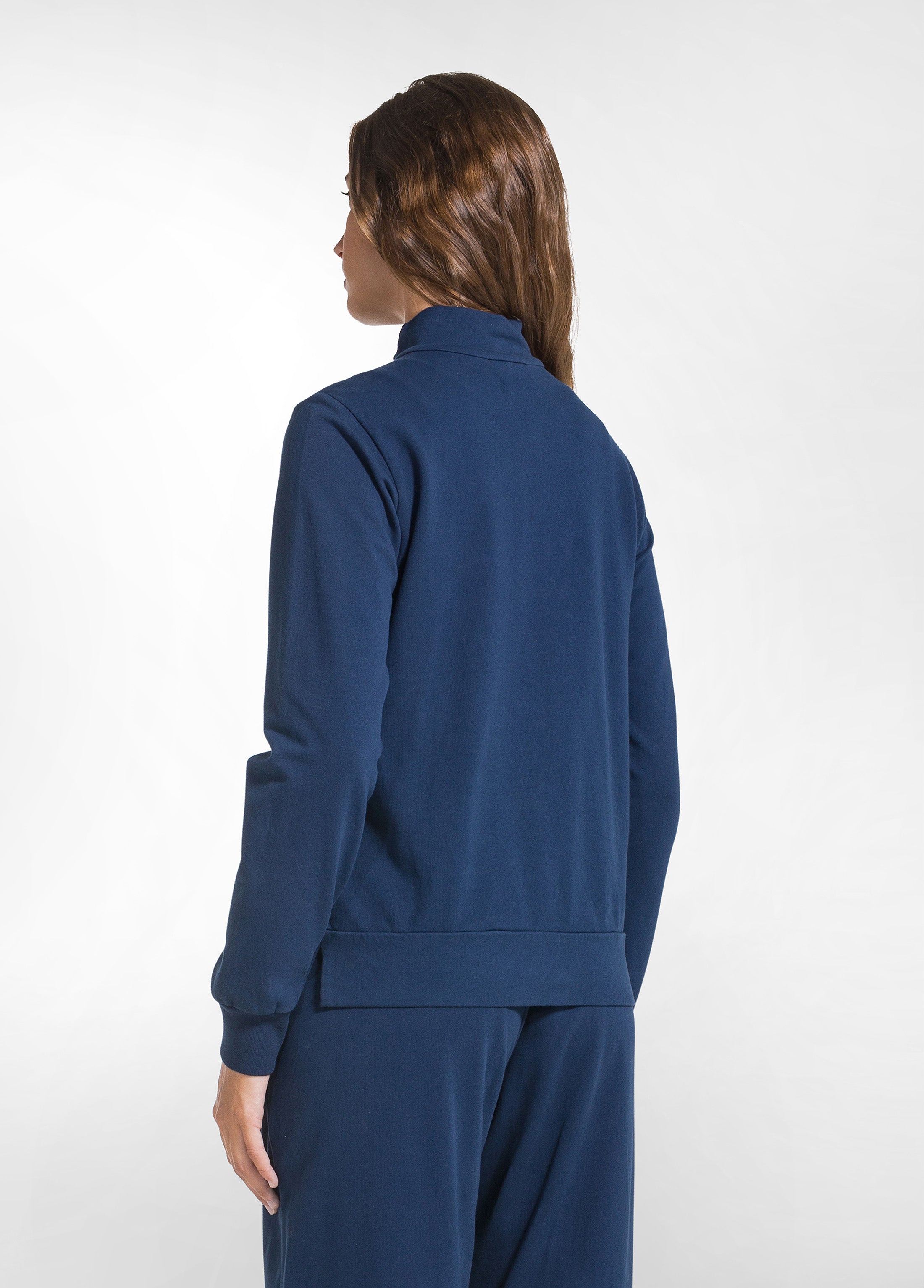 deha-d52021-felpa-stretch-con-zip-senza-cappuccio-blu image 2