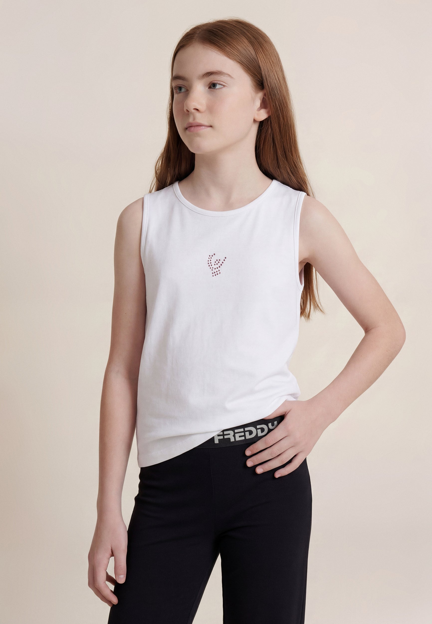 freddy-canotta-regular-in-jersey-da-bambina-e-ragazza-con-logo-in-strass image 1