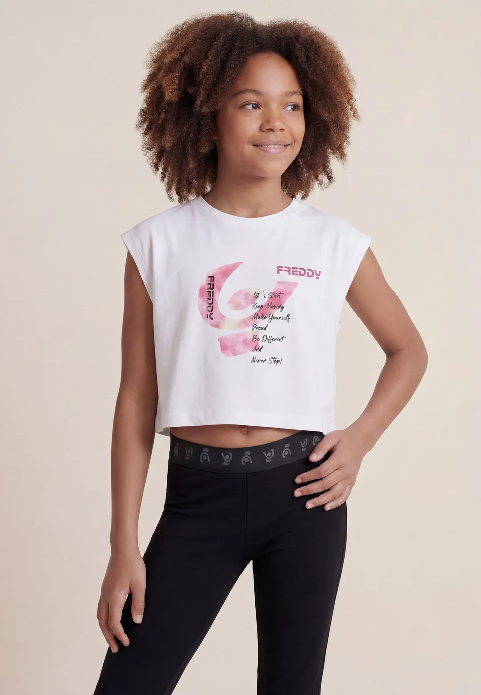 freddy-t-shirt-cropped-senza-maniche-maxi-logo-degrad-junior image 1
