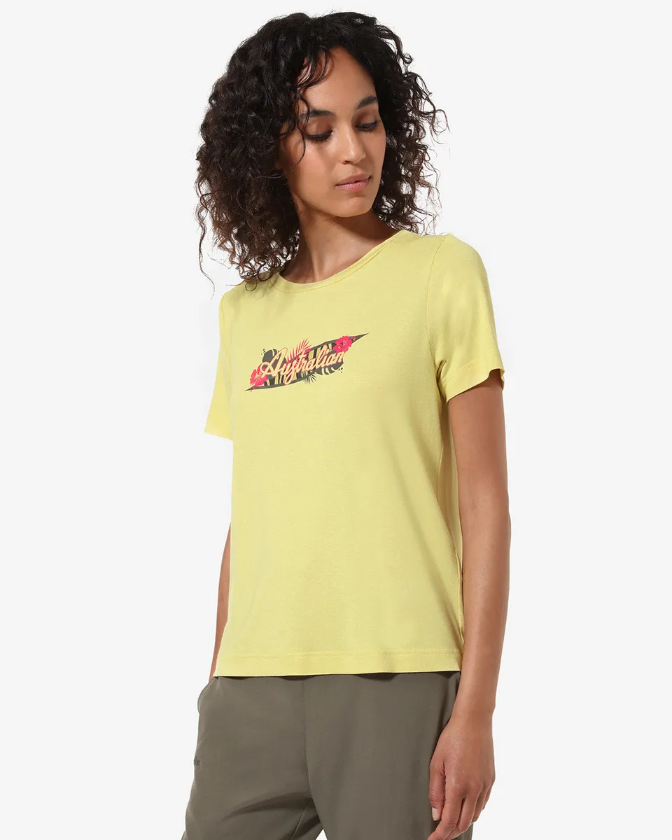 australian-logo-flowers-t-shirt-lime-maglietta-jersey image 1