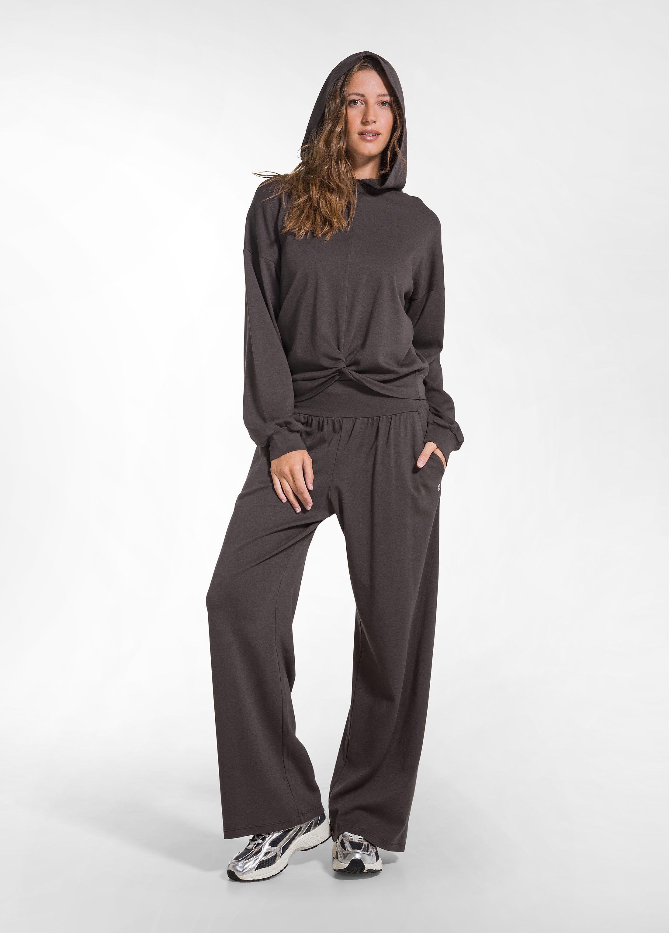 deha-pantalone-d52055-interlock-cotone-organico-marrone-pantaloni-yoga-leisure-d image 1