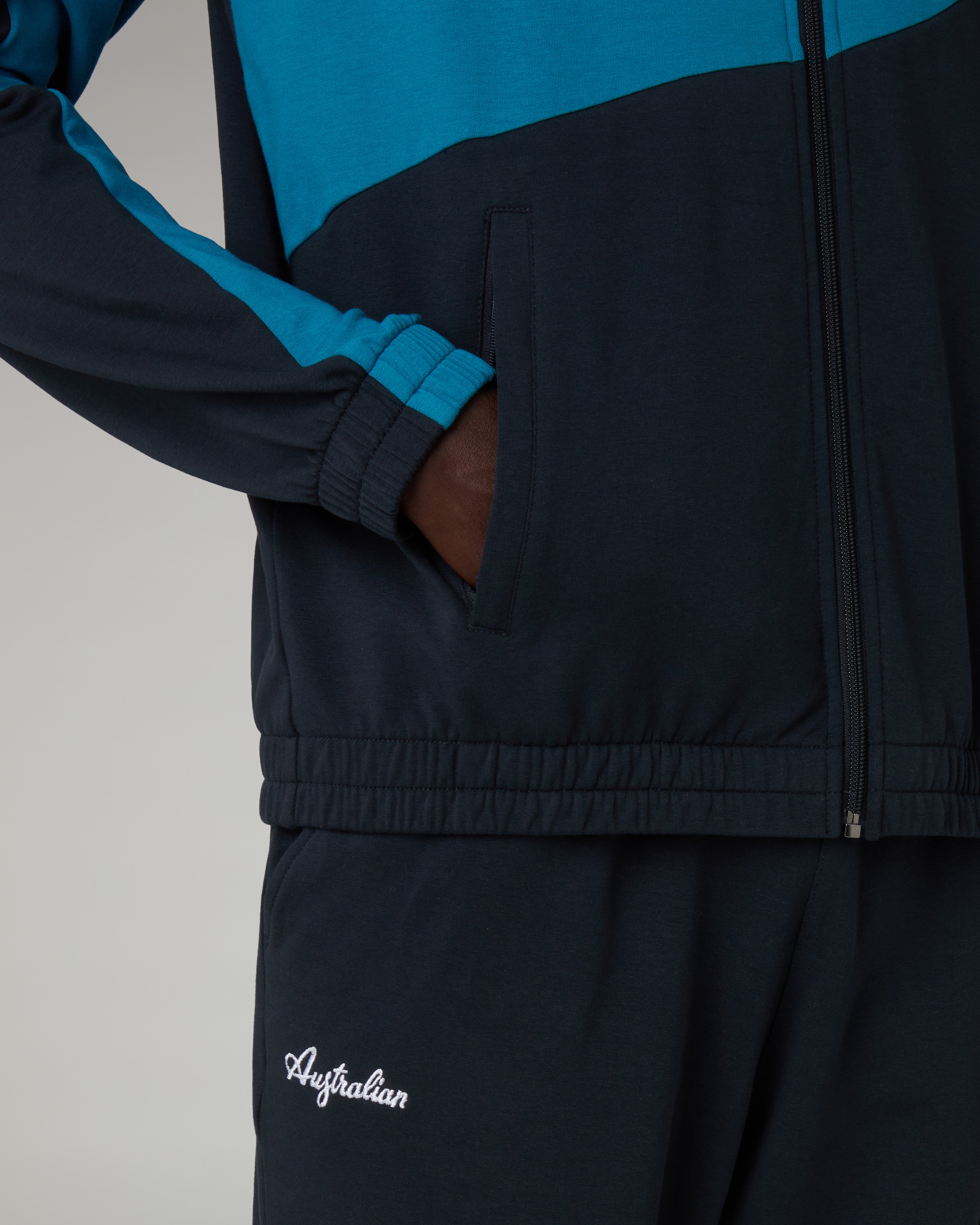australian-dune-tuta-uomo-in-felpa-garzata-blu-navy-giacca-full-zip-pantalone image 5