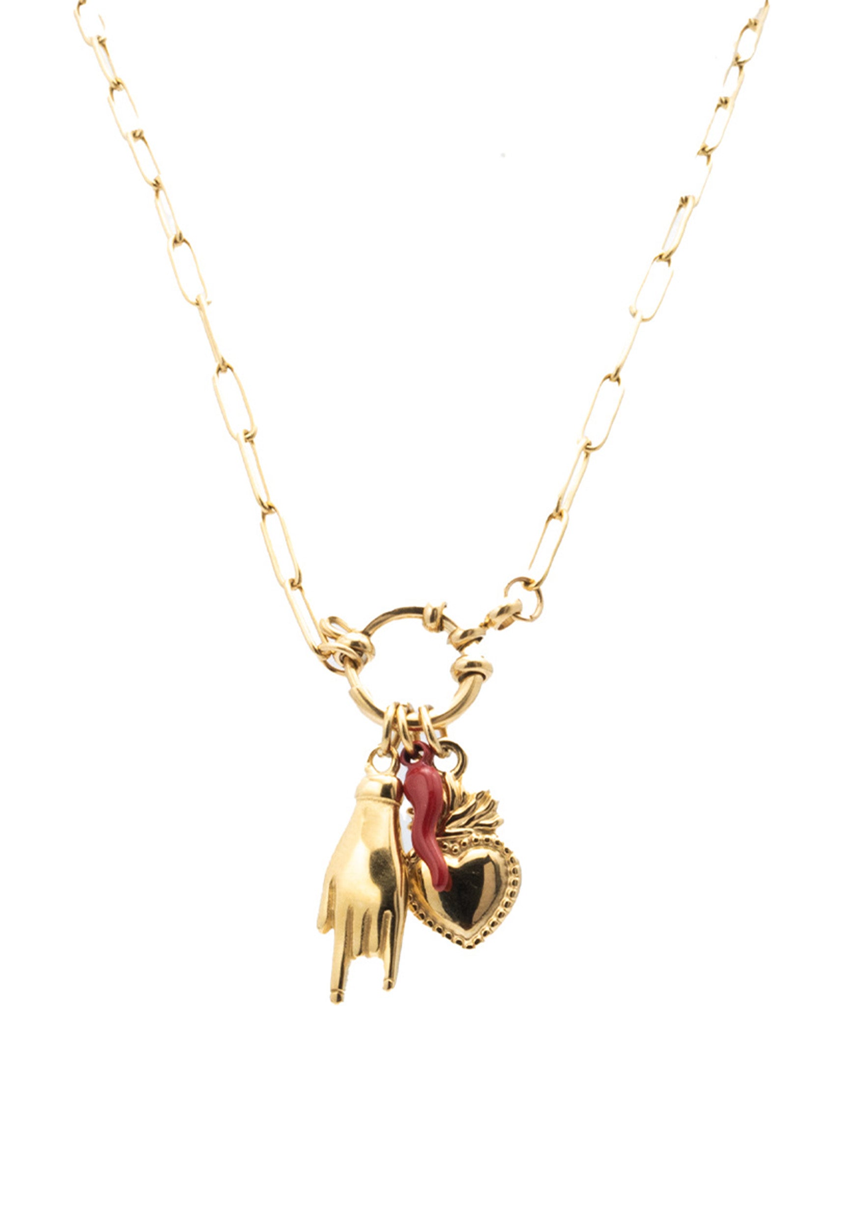 freddy-collana-a-catena-in-acciaio-dorato-45-cm-con-pendente-cuore-sacro image 3