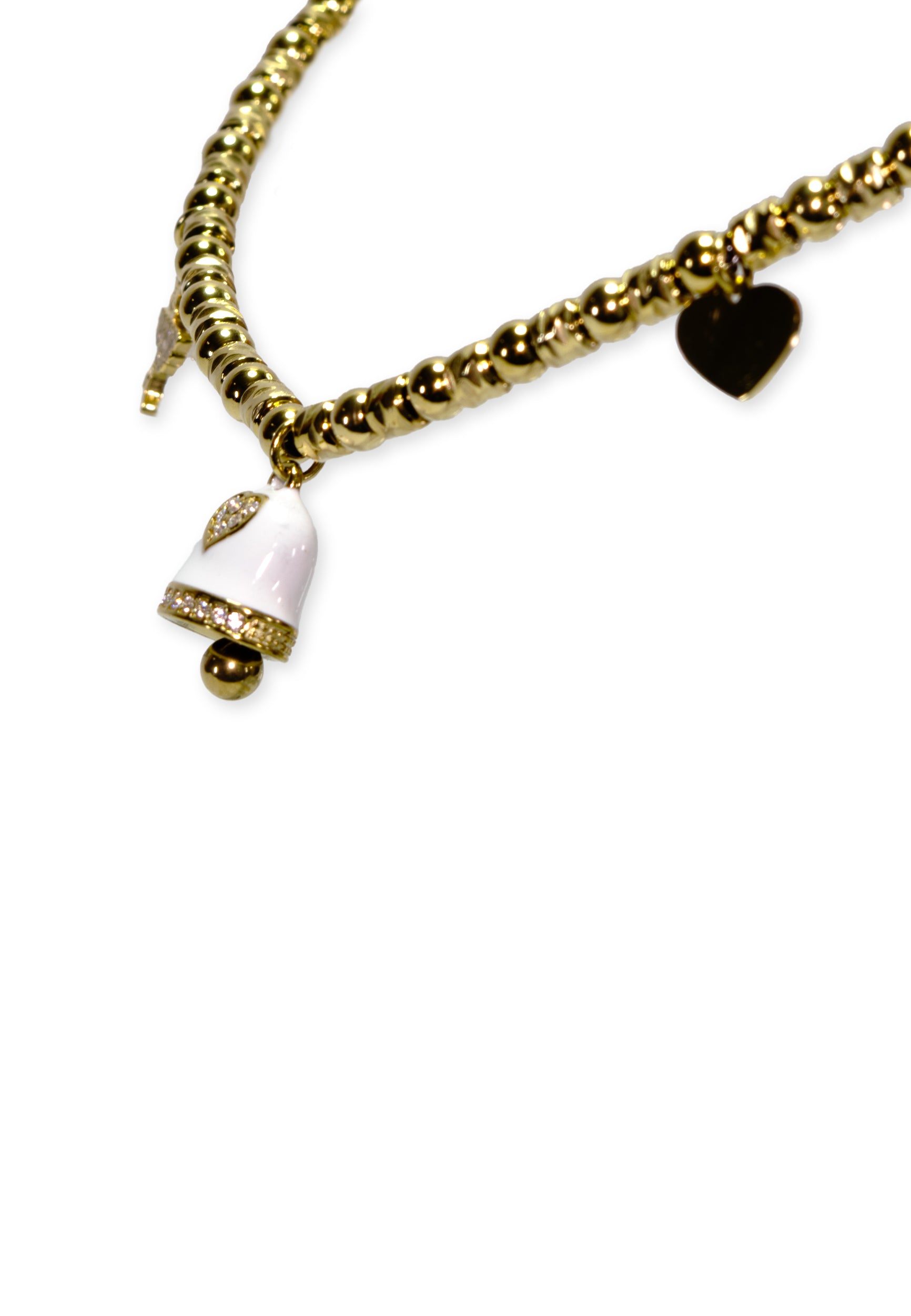 freddy-collana-in-acciaio-gold-a-sfere-con-charms-bianco-e-strass image 3
