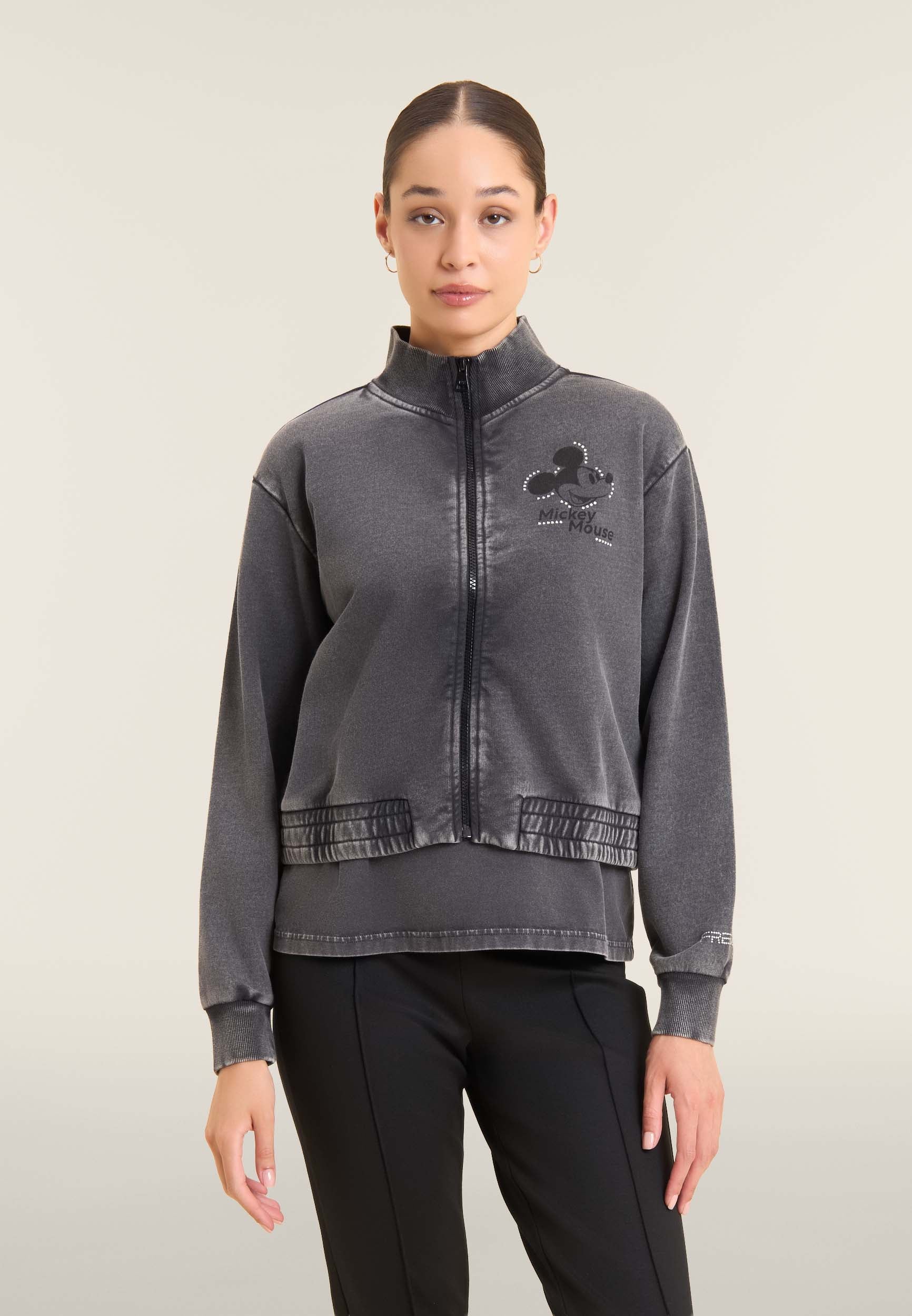 freddy-felpa-bomber-cropped-donna-zip-disney-mickey-mouse-strass image 1