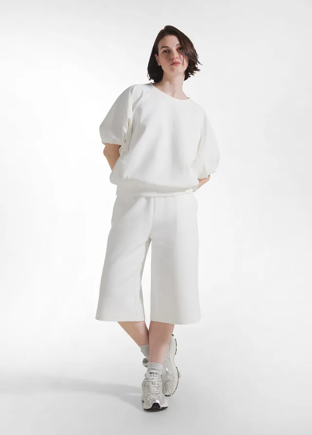 deha-completo-felpa-e-bermuda-in-scuba-di-cotone-bianco-set-comfort image 1