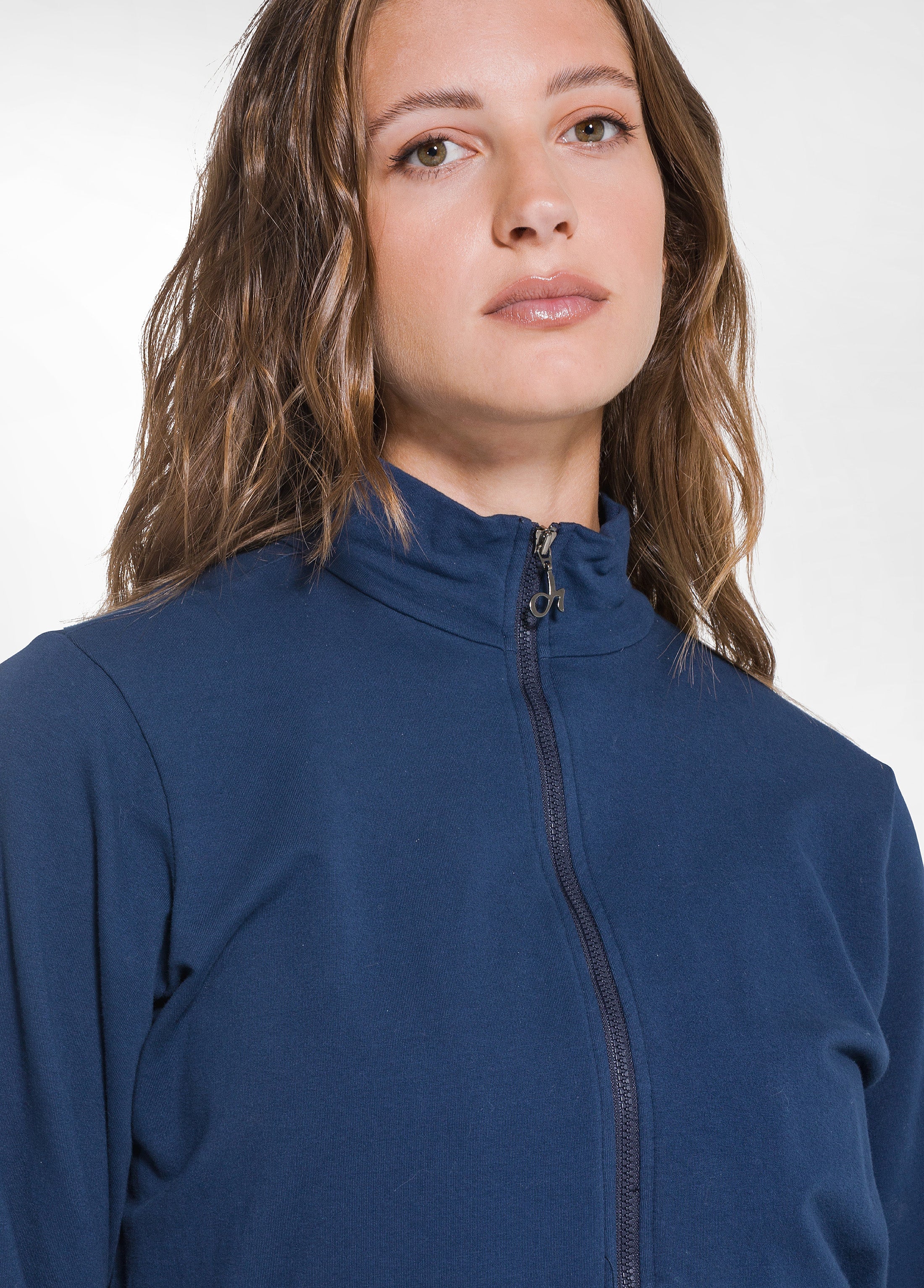 deha-d52021-felpa-stretch-con-zip-senza-cappuccio-blu image 3