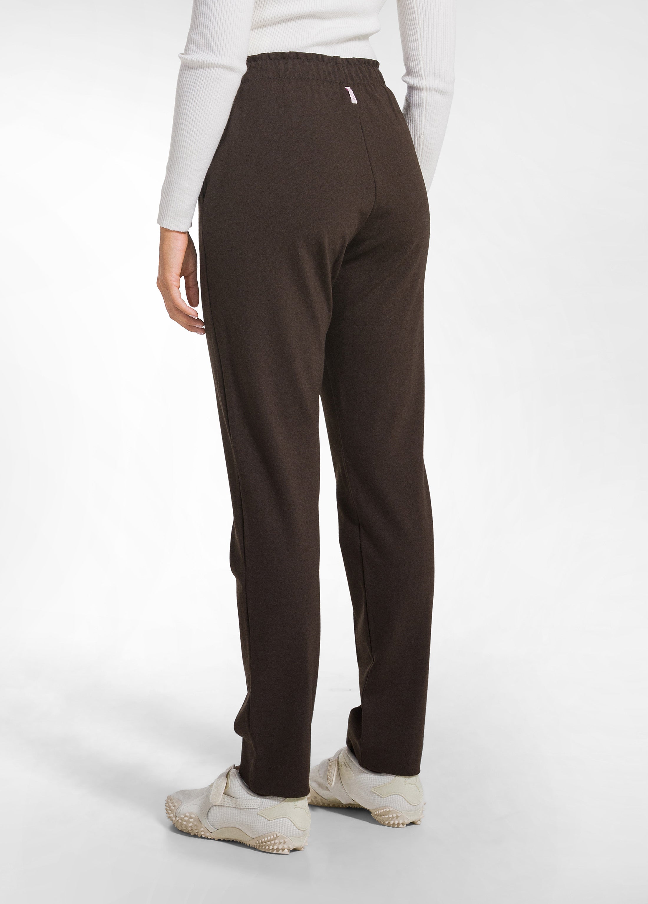 deha-pantaloni-slim-fit-in-punto-milano-marrone-d52497 image 3