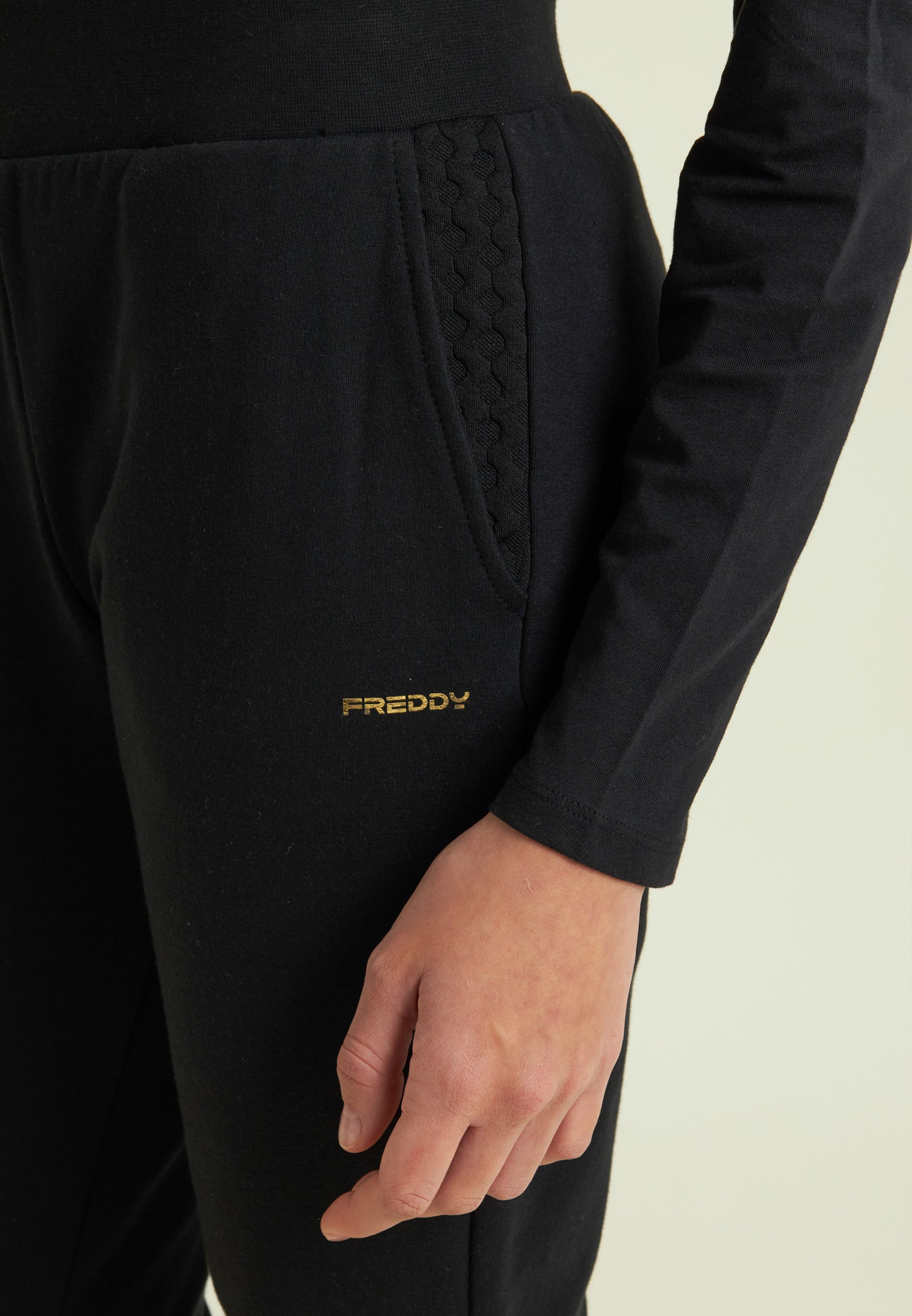 freddy-pantaloni-regular-felpa-garzata-con-trecce image 4