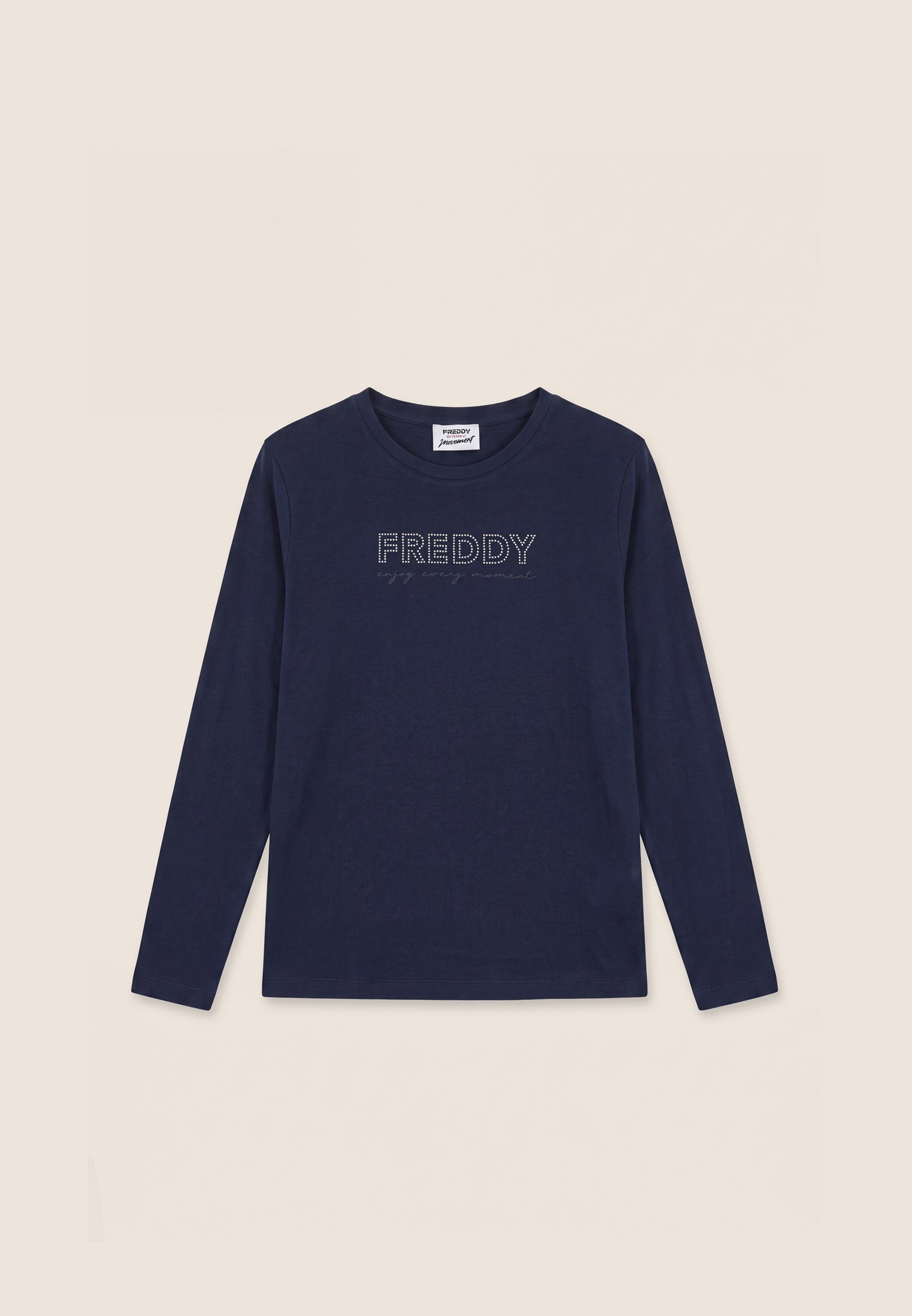 freddy-t-shirt-donna-manica-lunga-in-cotone-con-logo-in-perline image 1