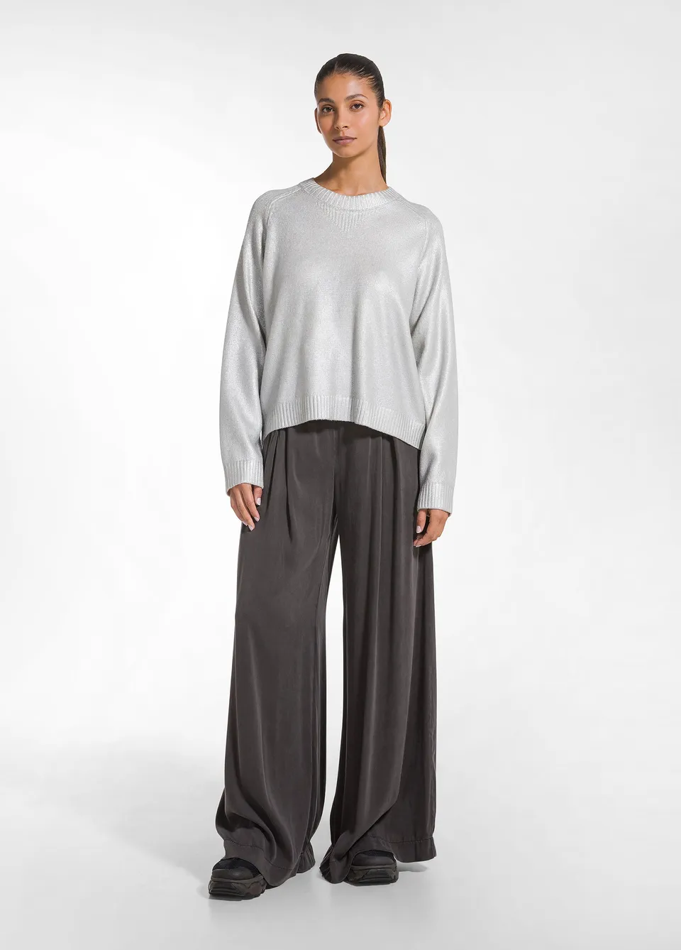 deha-pantalone-wide-leg-in-raso-stretch-marrone image 1