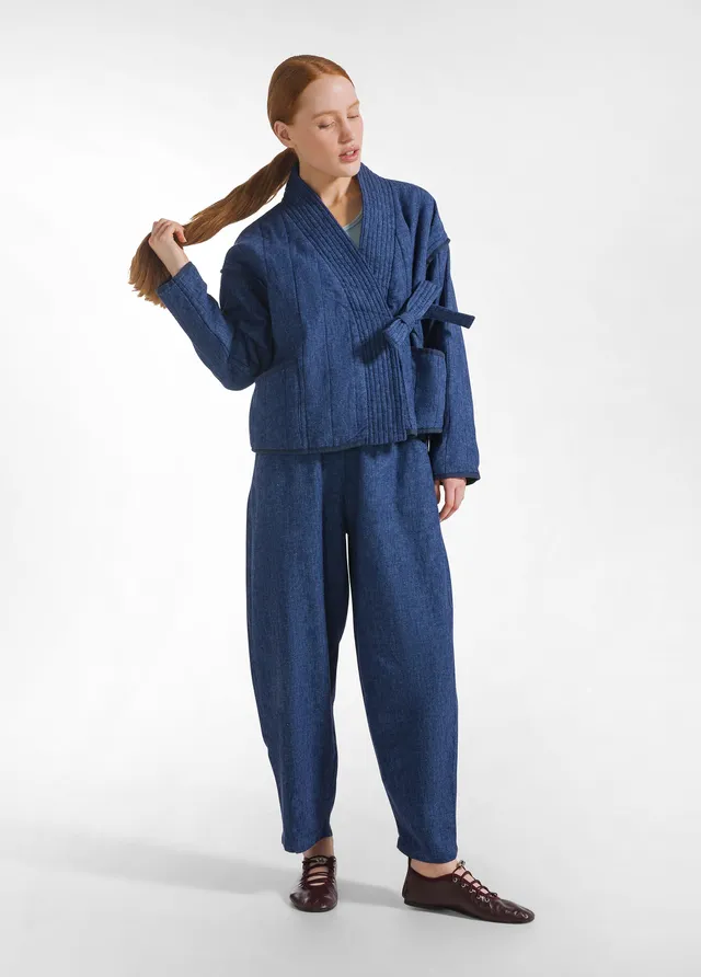 deha-d22647-pantalone-balloon-denim-lino-blu image 1