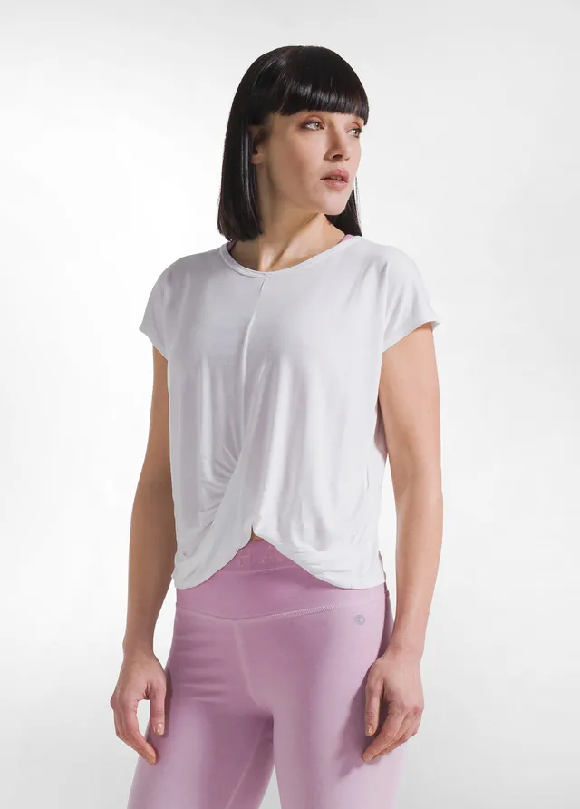 deha-d42041-t-shirt-yoga-con-nodo-frontale-bianca image 1