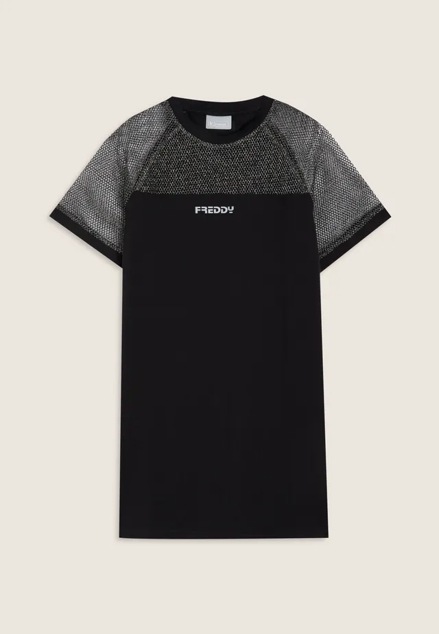 freddy-wr-up-vestitino-bambina-maxi-t-shirt-con-maniche-in-mesh-lurex image 1
