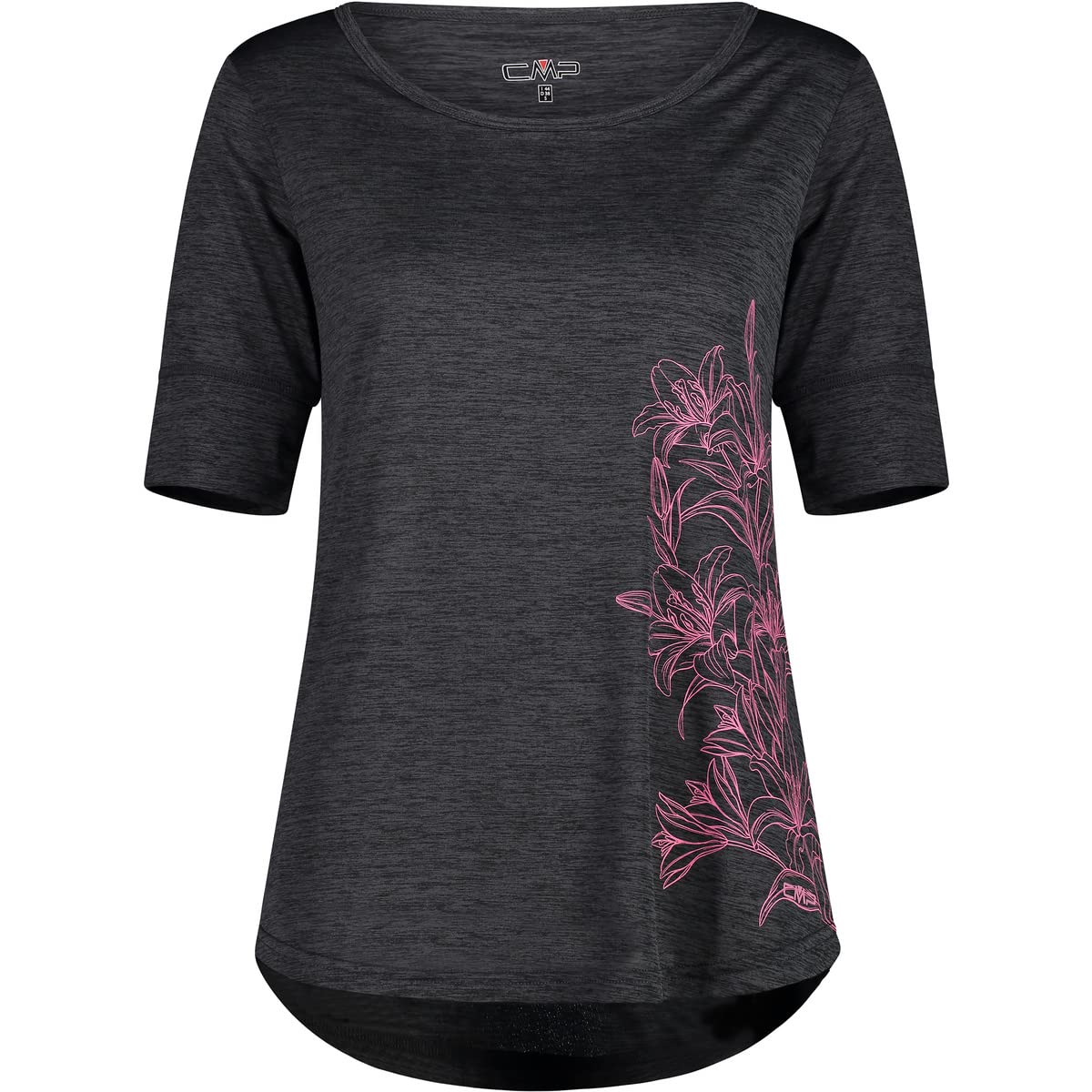 cmp-t-shirt-light-jersey-melange-donna-antracite-mel-pink-fluo-40 image 1