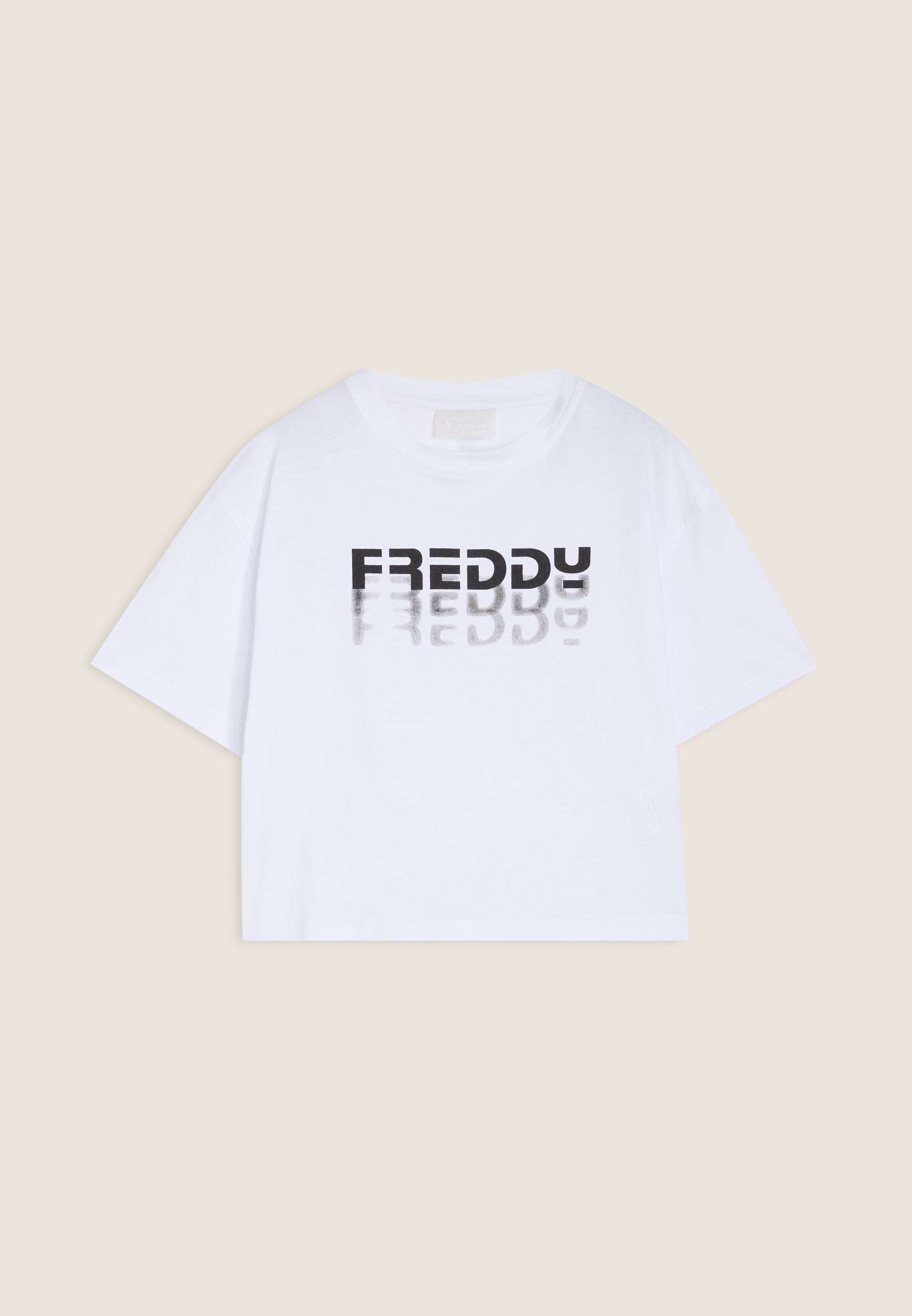 freddy-t-shirt-bambina-cropped-con-logo-freddy-degrad-in-cotone image 4