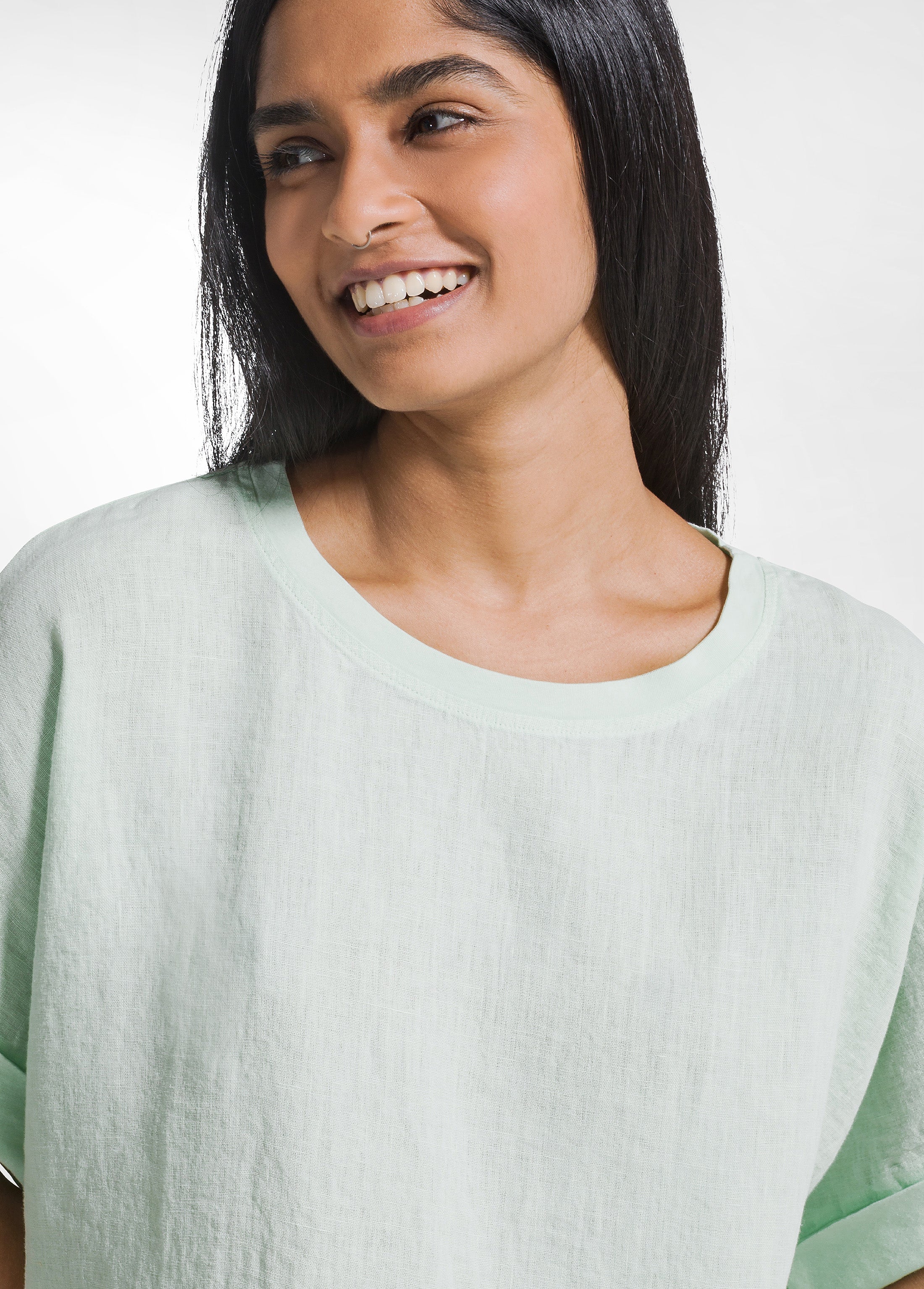 deha-d42590-top-ampio-in-lino-verde image 3