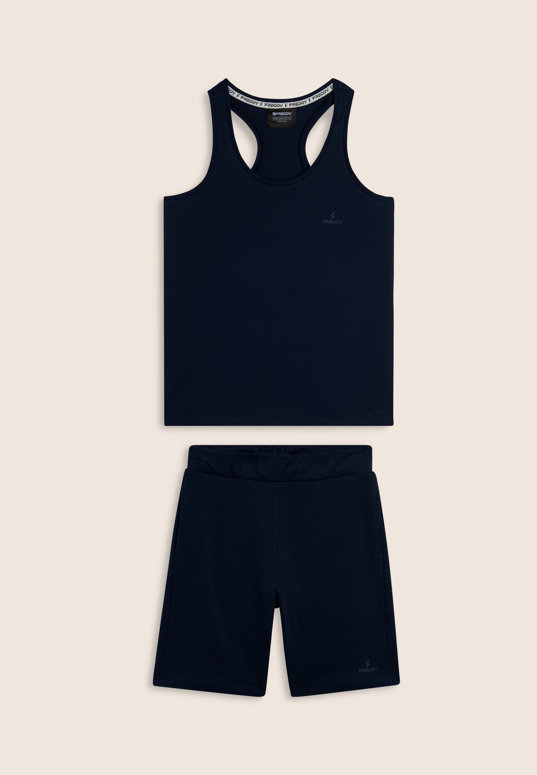 completo-sportivo-donna-freddy-in-cotone-canotta-bermuda image 4