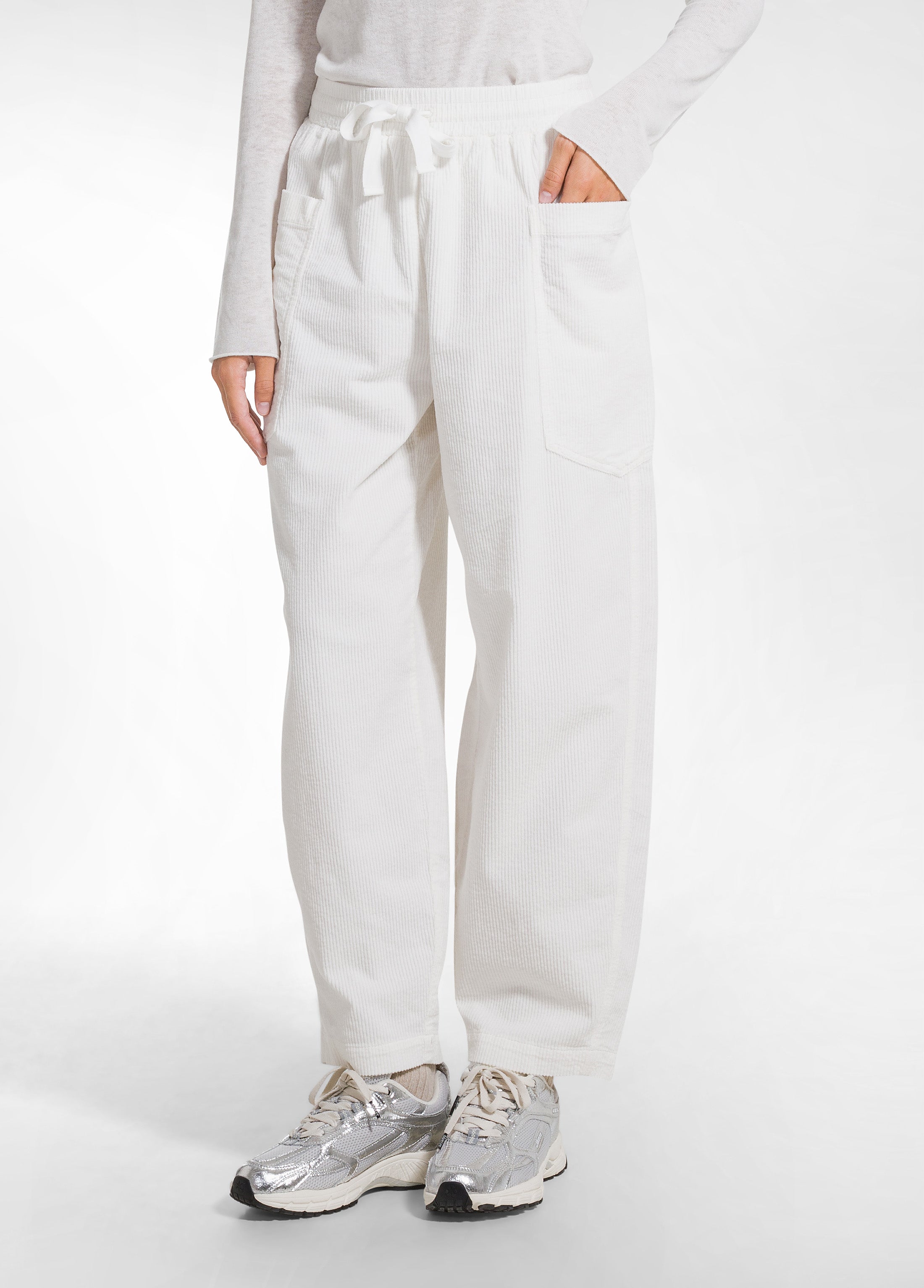 deha-pantalone-d52367-ballon-velluto-mille-righe-bianco image 2