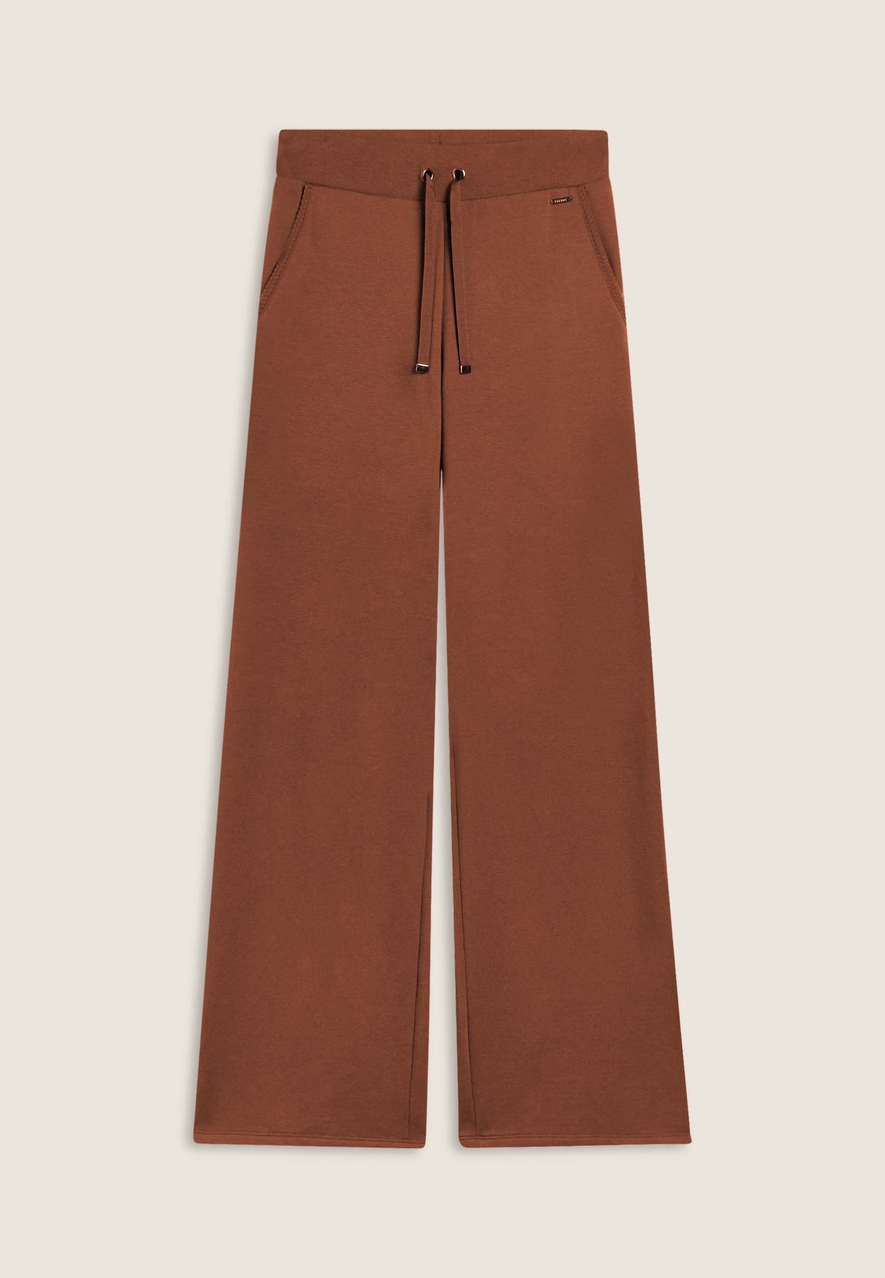 freddy-pantaloni-donna-wide-leg-in-felpa-modal-con-micro-trecce image 8