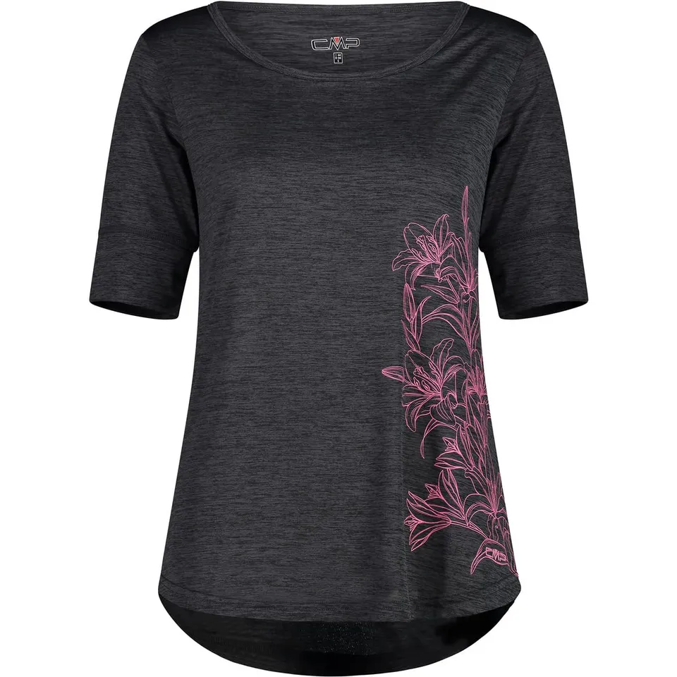 cmp-t-shirt-light-jersey-melange-donna-antracite-mel-pink-fluo-40 image 1