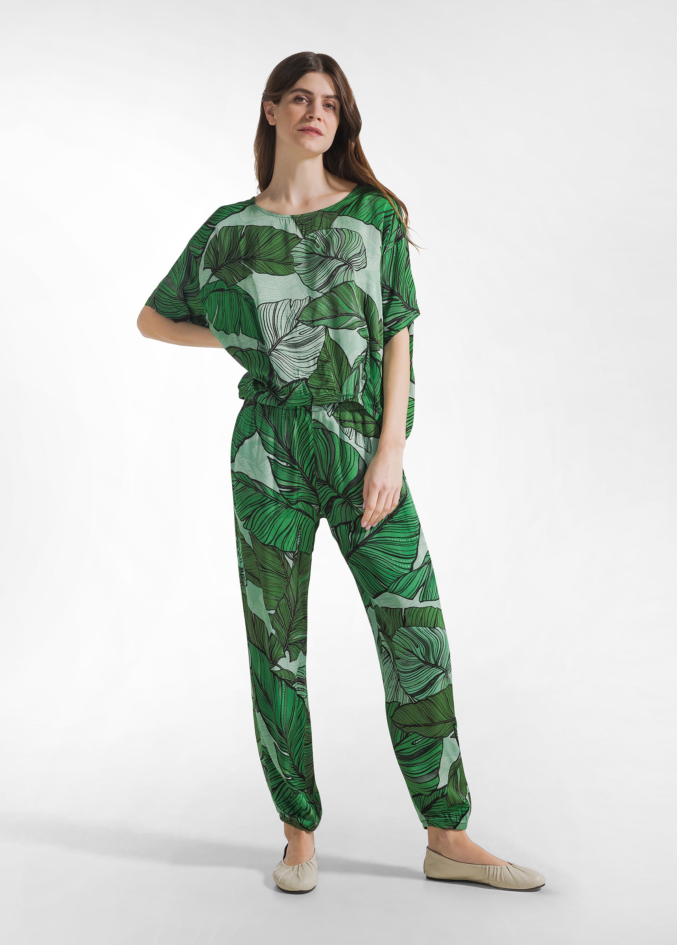 deha-blusa-in-raso-stampato-verde-manica-corta image 4
